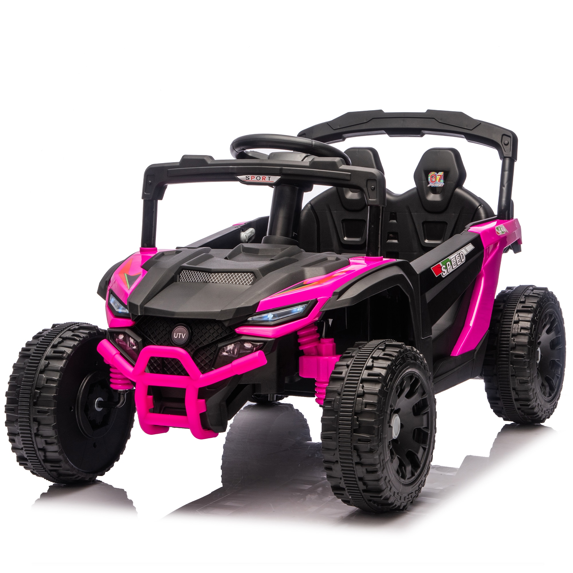 LOVMOR - 24V Kids ride on UTV W 2.4G PC 80Wx2 Four wheel suspension Anti Collision bar High Chass...