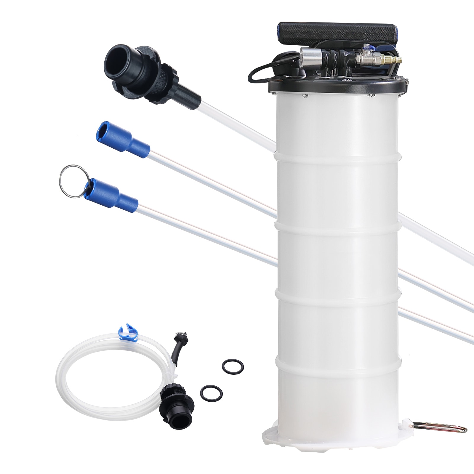GIVIMO Fluid Extractor 1.74-gal Pneumatic Manual Oil Changer Vacuum Pump with Oil Gauge and Suction Hoses Oil Extractor Change Pump for Automotive Engine Fluids