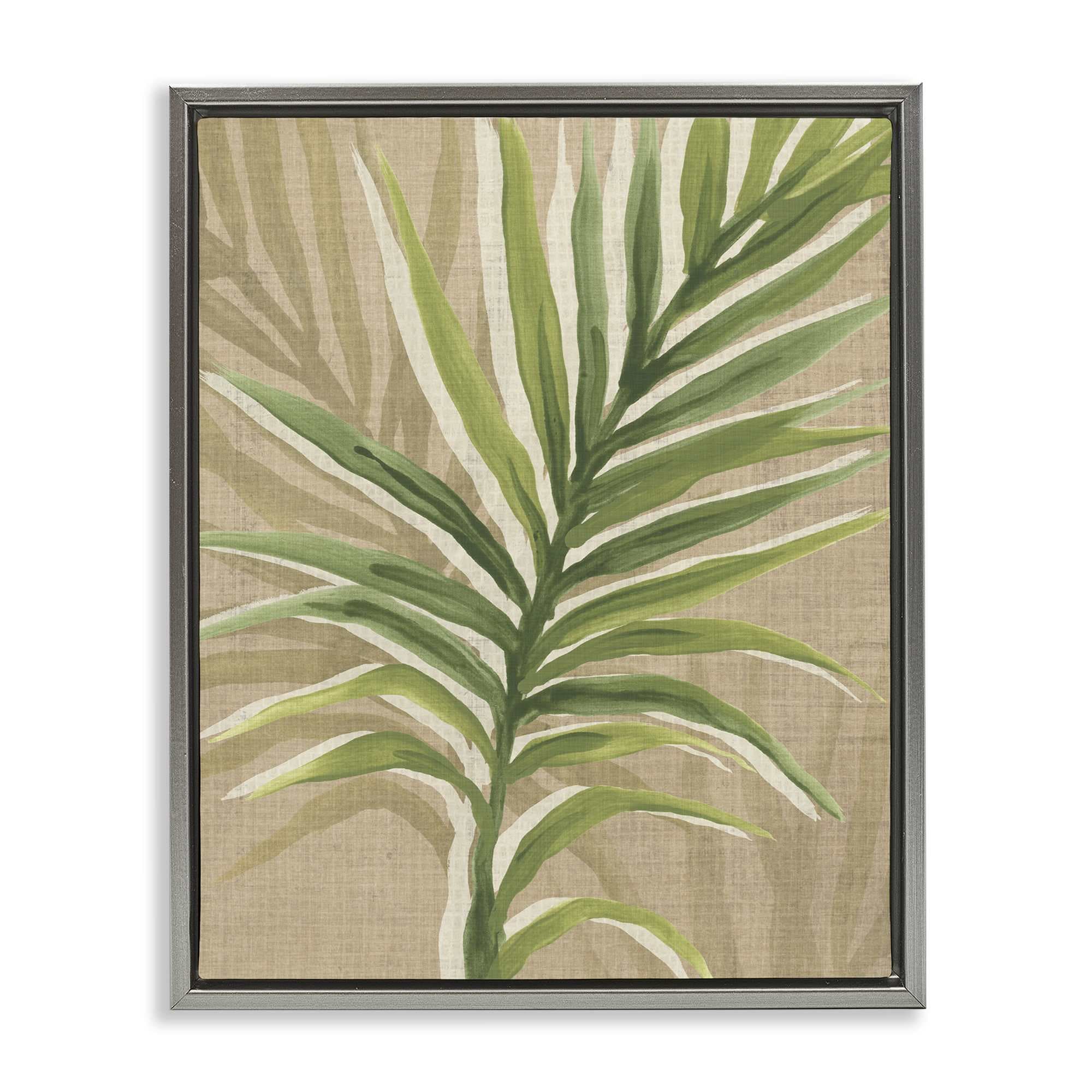 Stupell Industries BS-396-FFL-24X30 Rustic Palm Plant Gray Framed Floater Canvas Wall Art By June Erica Vess 25 x 31