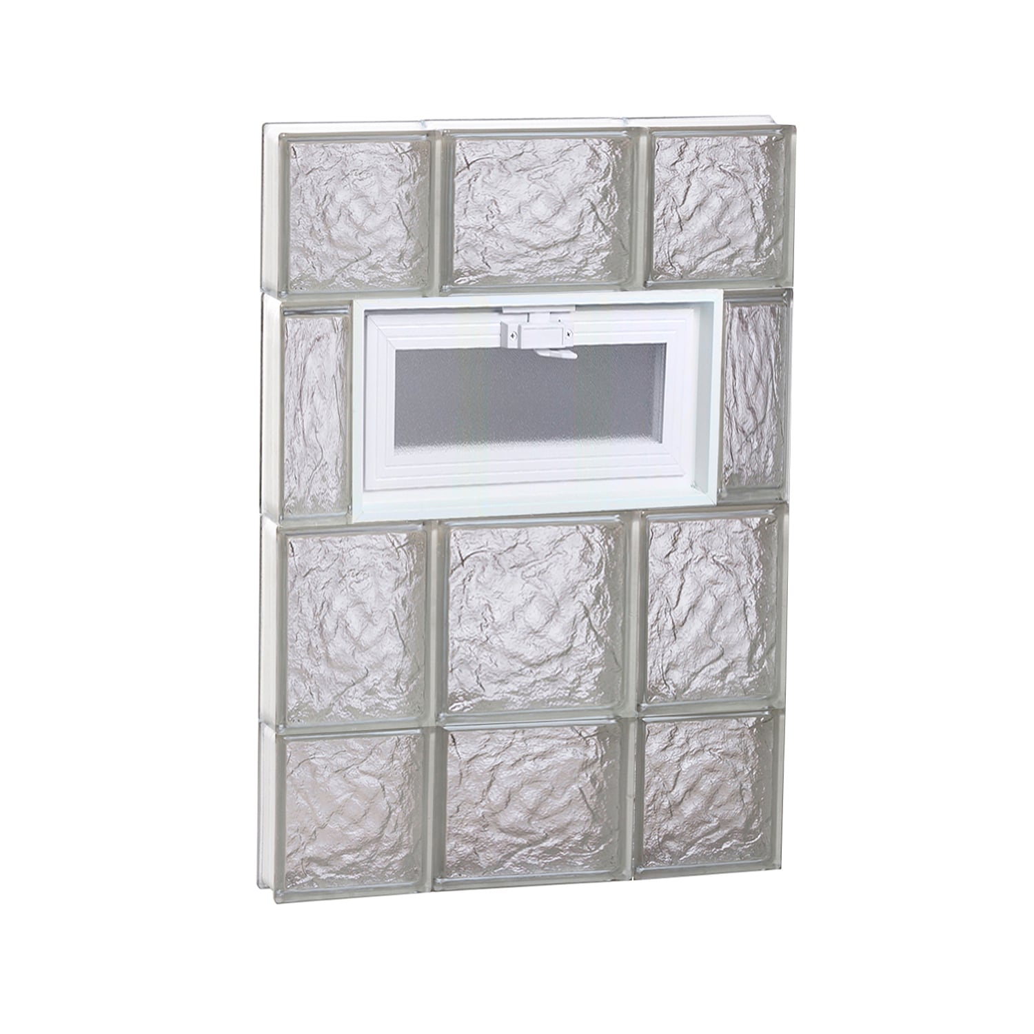 REDI2SET V2028IS Ice Glass 19-1/4-in x 27-in Frameless Replacement Vented Glass Block Window