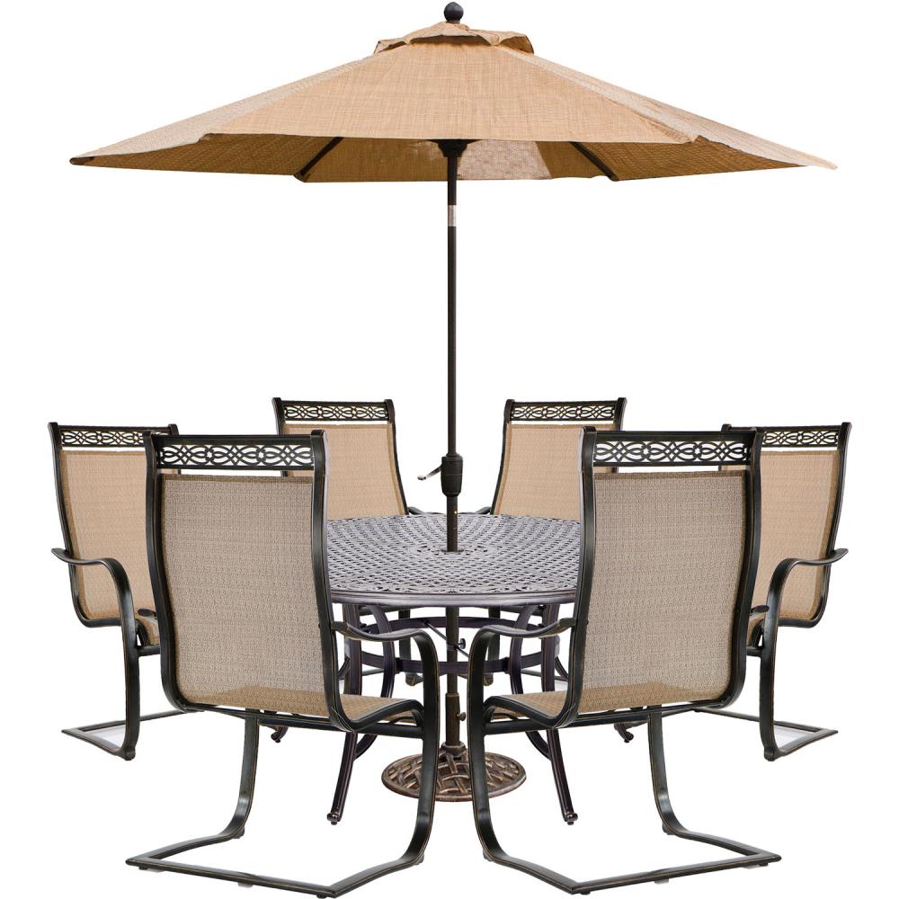 Hanover MANDN7PCSPRD-SU Manor 7-Piece Bronze Patio Dining Set with Tan