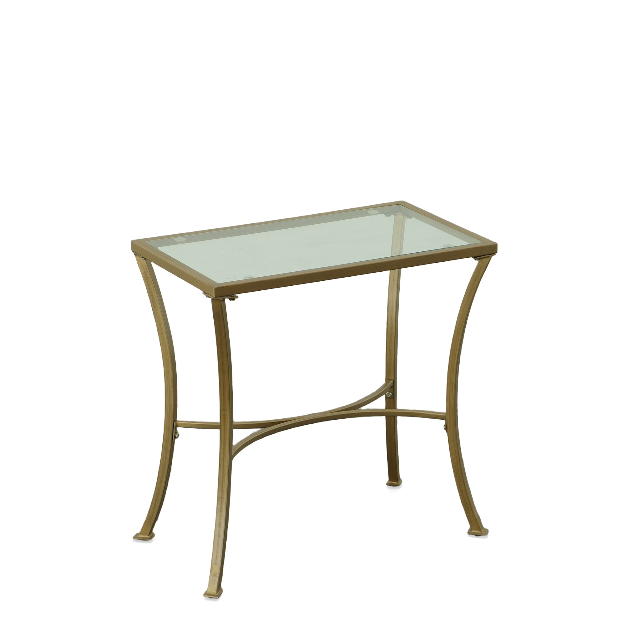 Carolina Cottage CL1422G-AGLD 24-in W x 24-in H Aged Gold Glass Rectangular Modern End Table Assembly Required