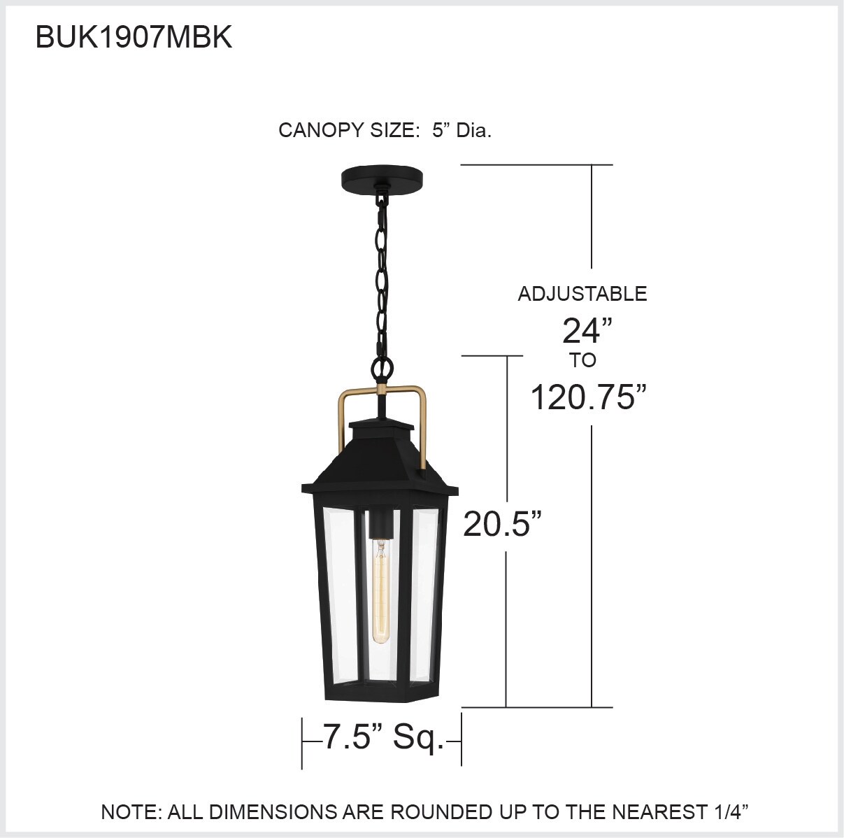 Quoizel Buckley Matte Black Traditional Clear Glass Lantern Mini Outdoor Hanging Pendant Light