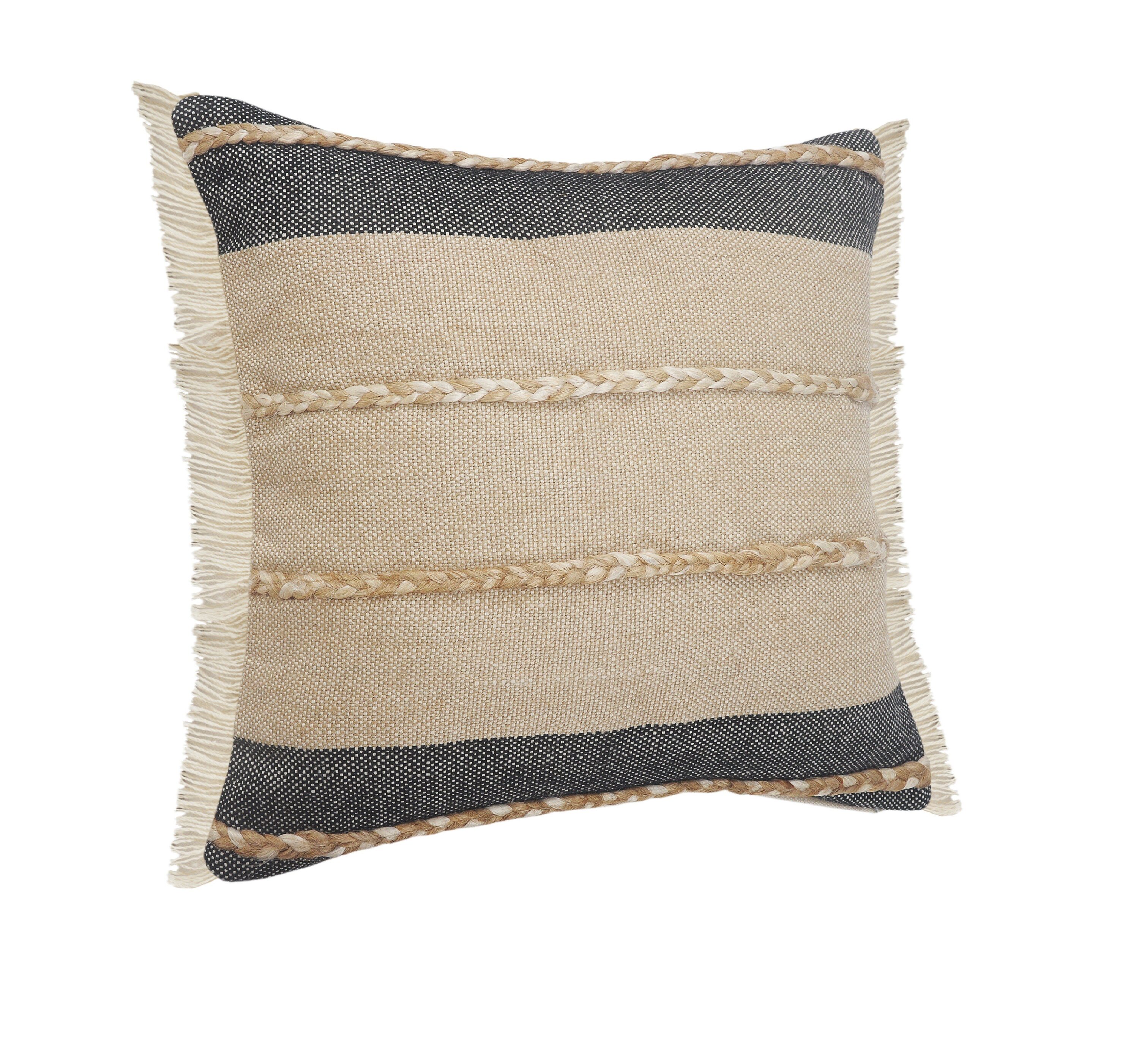LR Home 9005A0084934J8 Cape Cod 24-in x 24-in Black/Tan/Taupe Square Indoor Decorative Pillow