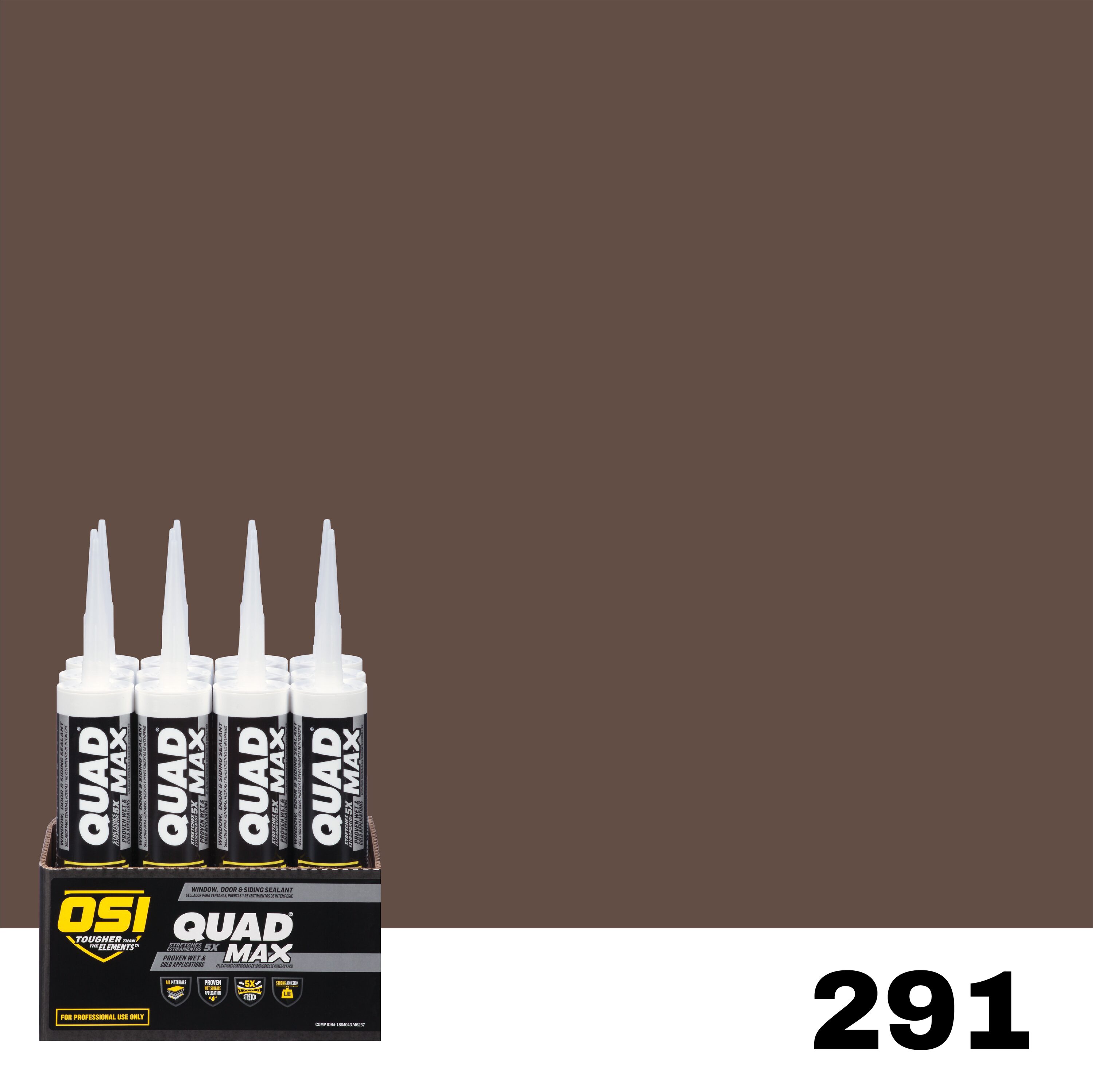 OSI 1869334 Quad Max 12 -Pack 9.5-oz Window door Brown 291 Paintable Advanced Sealant Caulk