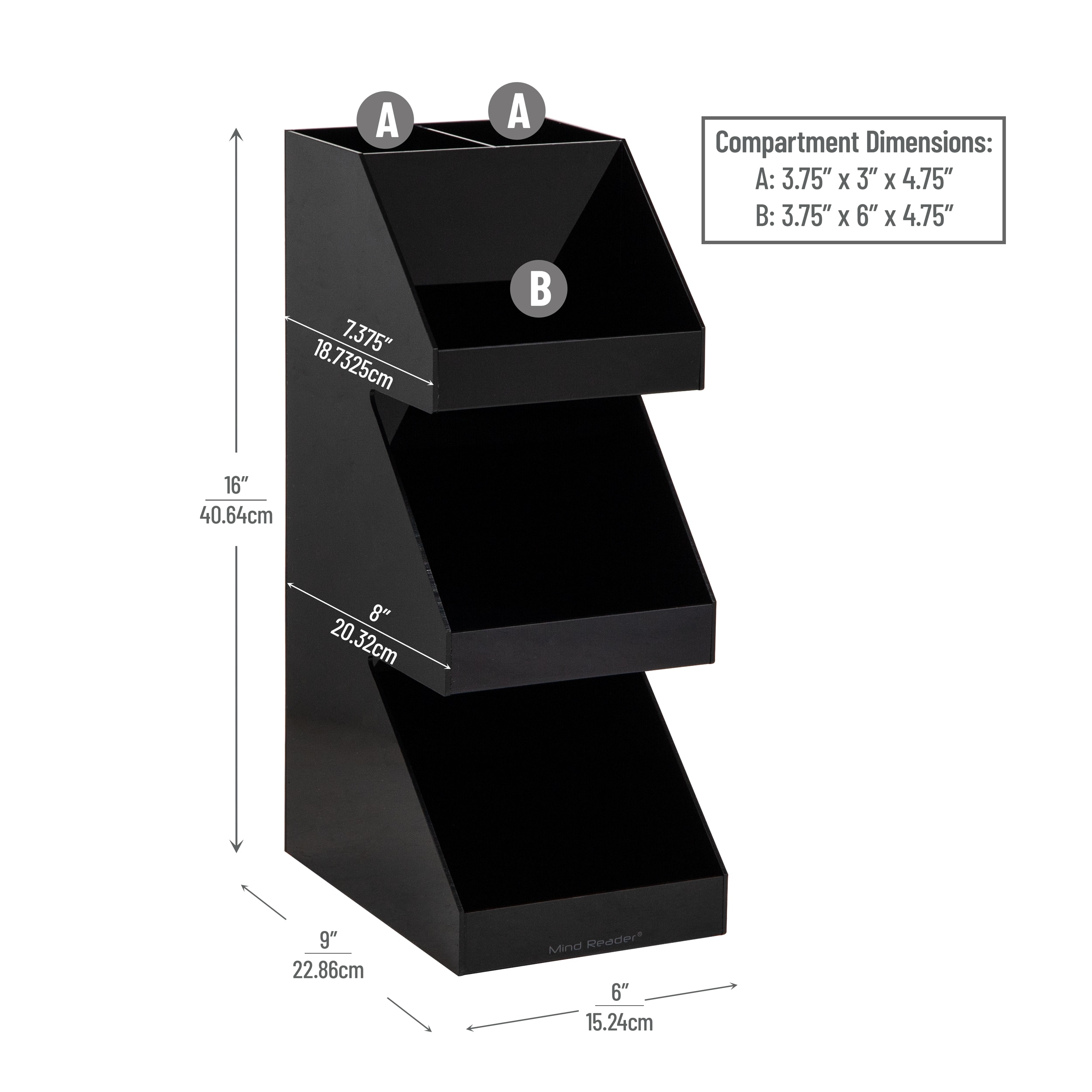 Black Acrylic 3-Tier Coffee and Tea Station Organizer