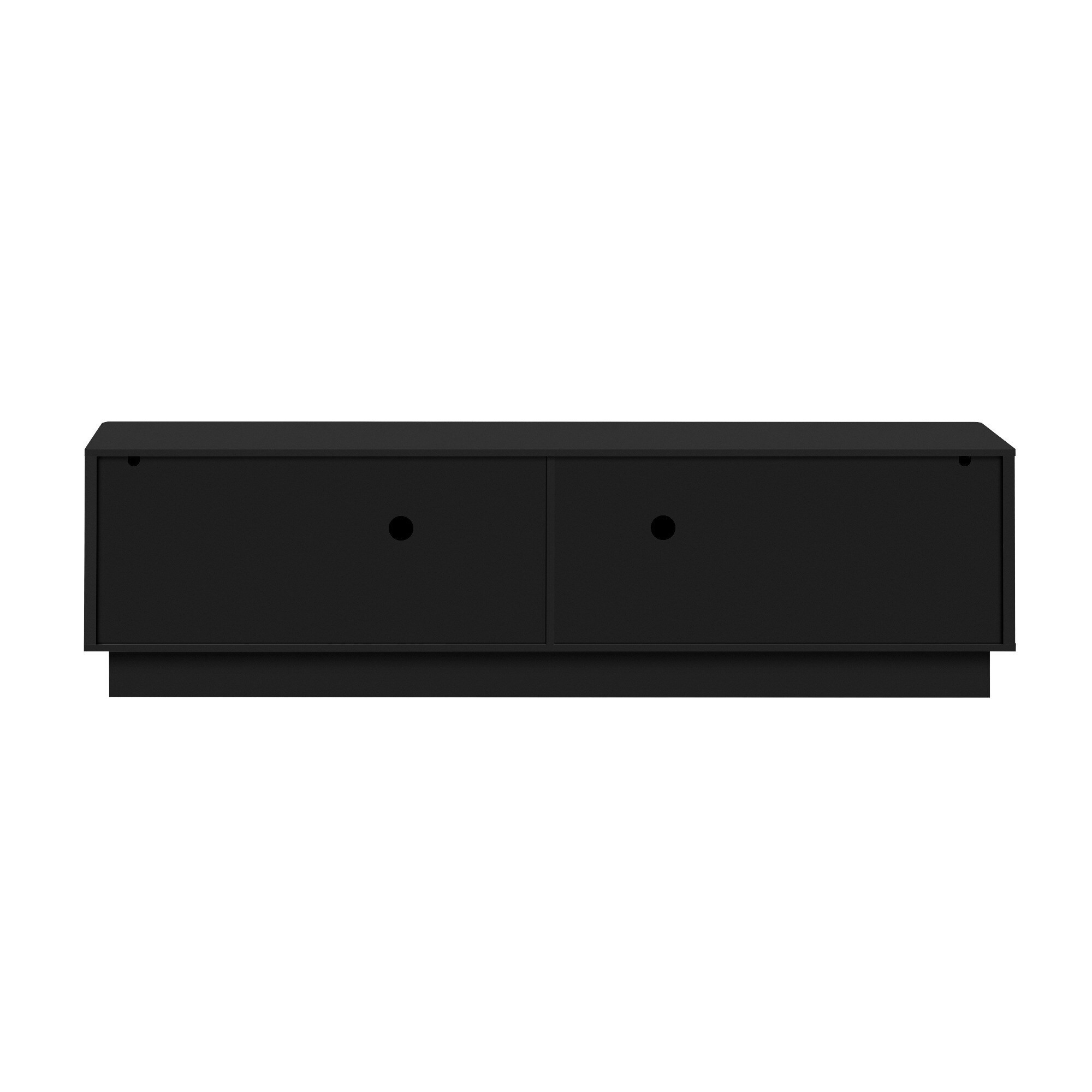 UOI 75 inch Black Particle Board and MDF TV Stand with Wave Pattern Doors and LED Accent