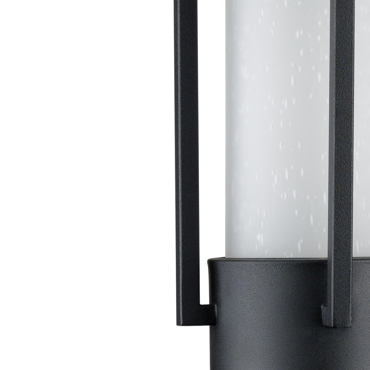 Textured Black Steel Outdoor Hanging Lantern with Etched Glass