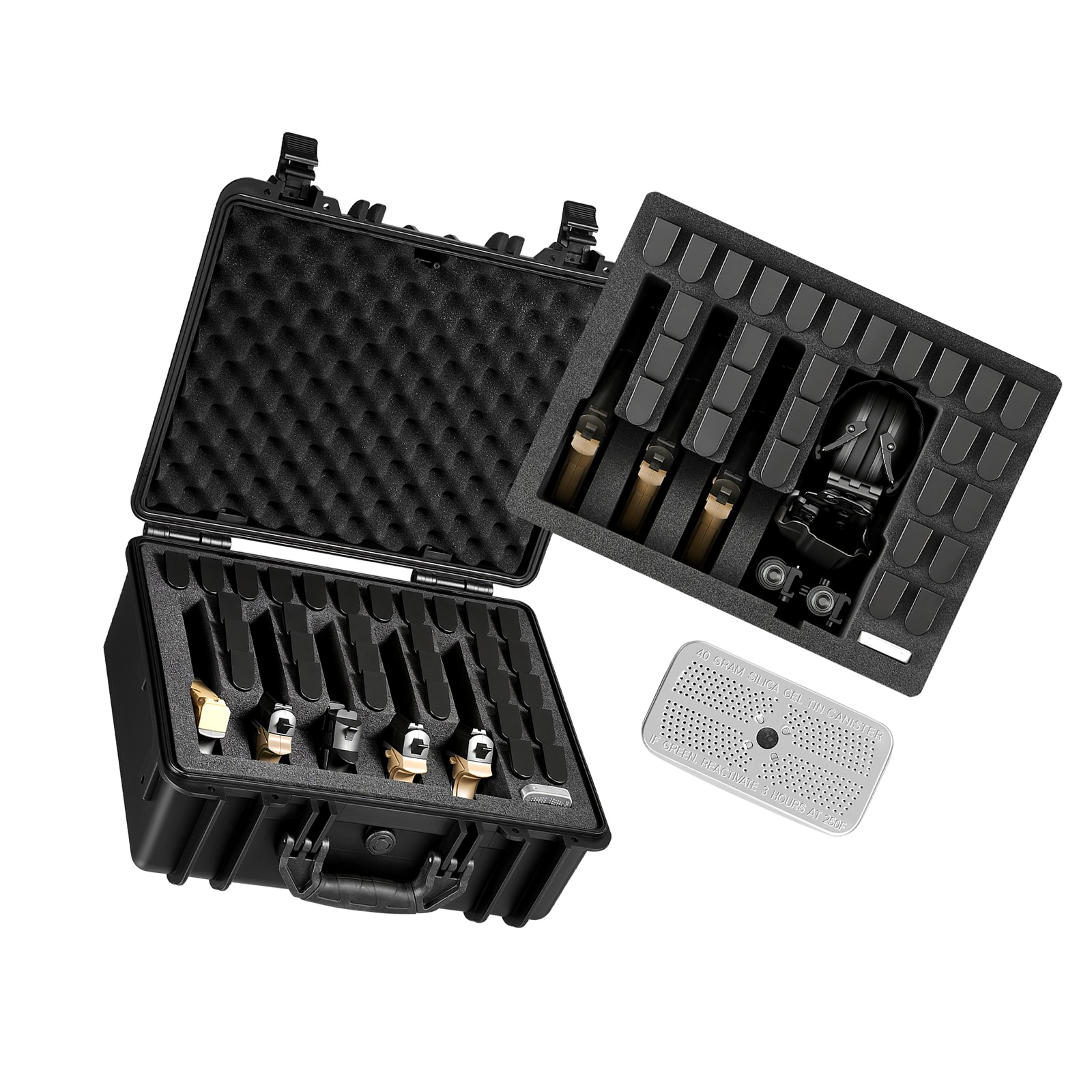 VEVOR Hard Pistol Case Heavy Duty Hard Gun Case with XPE Foam Lining Waterproof Pistol Storage Box with Customizable Interior and Handle for Gun Lenses Camera Gear TSA Compliant 18.7x12.5x7.5 in