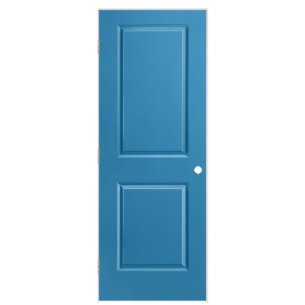 Masonite 1316102 30-in x 80-in Blue Heron Solid core 2-panel square Right hand Smooth Prefinished Molded composite Flat Jamb Single Prehung Interior Door