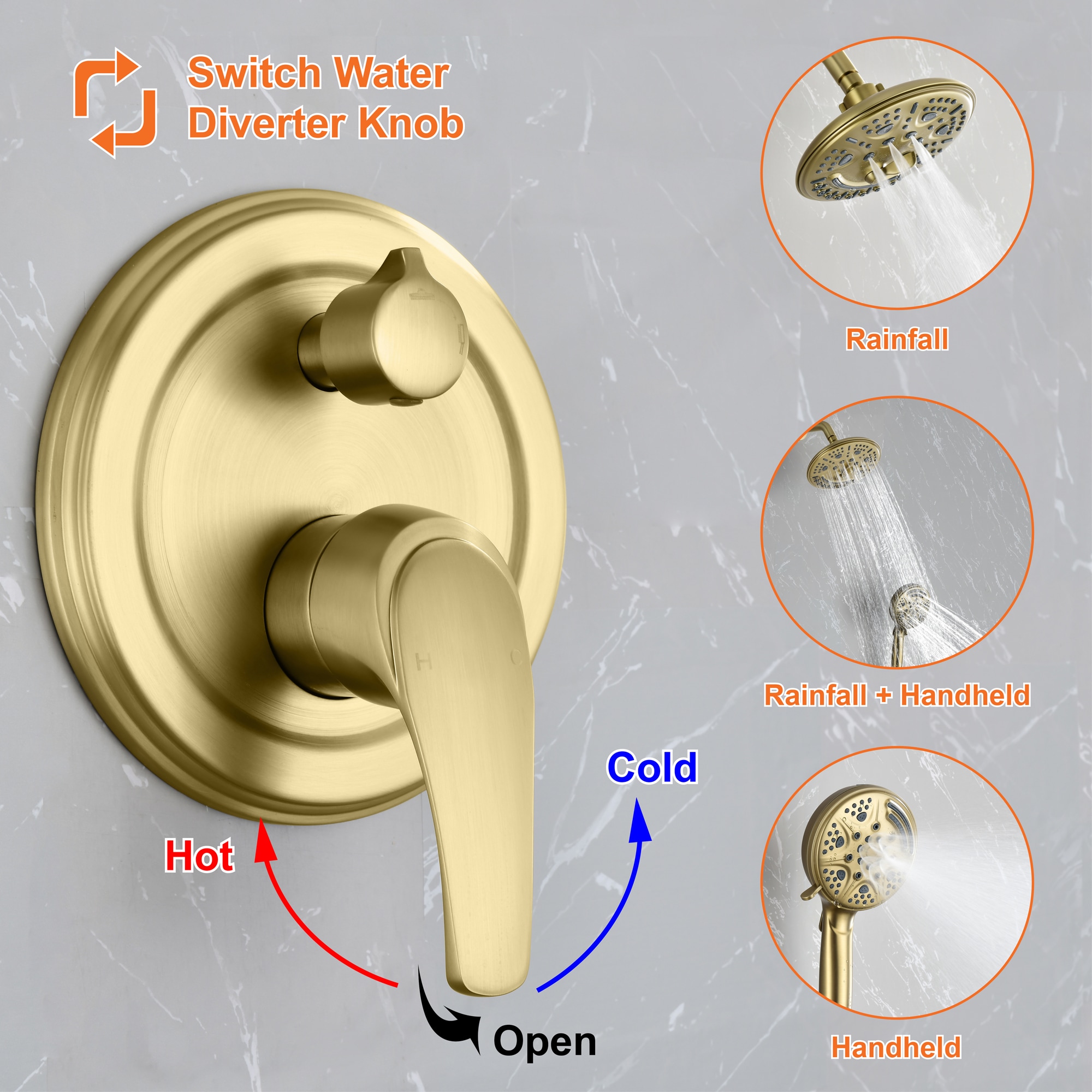WELLFOR FH75010-ORB Showerhead-Bar-Panels - View #8