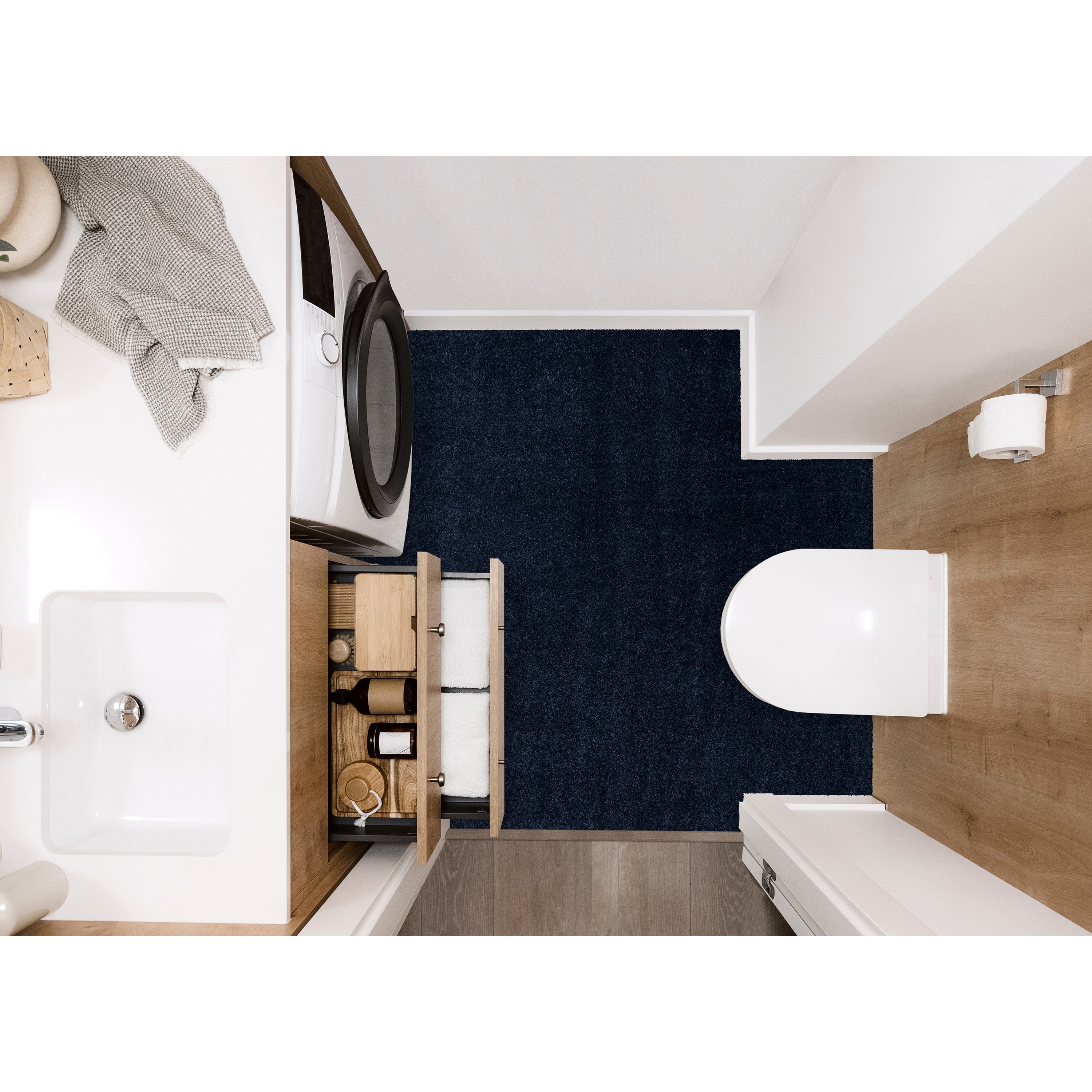 Garland Rug BA360W07210810 Gramercy 100-Inches x 72-Inches Navy Polypropylene Bath rug