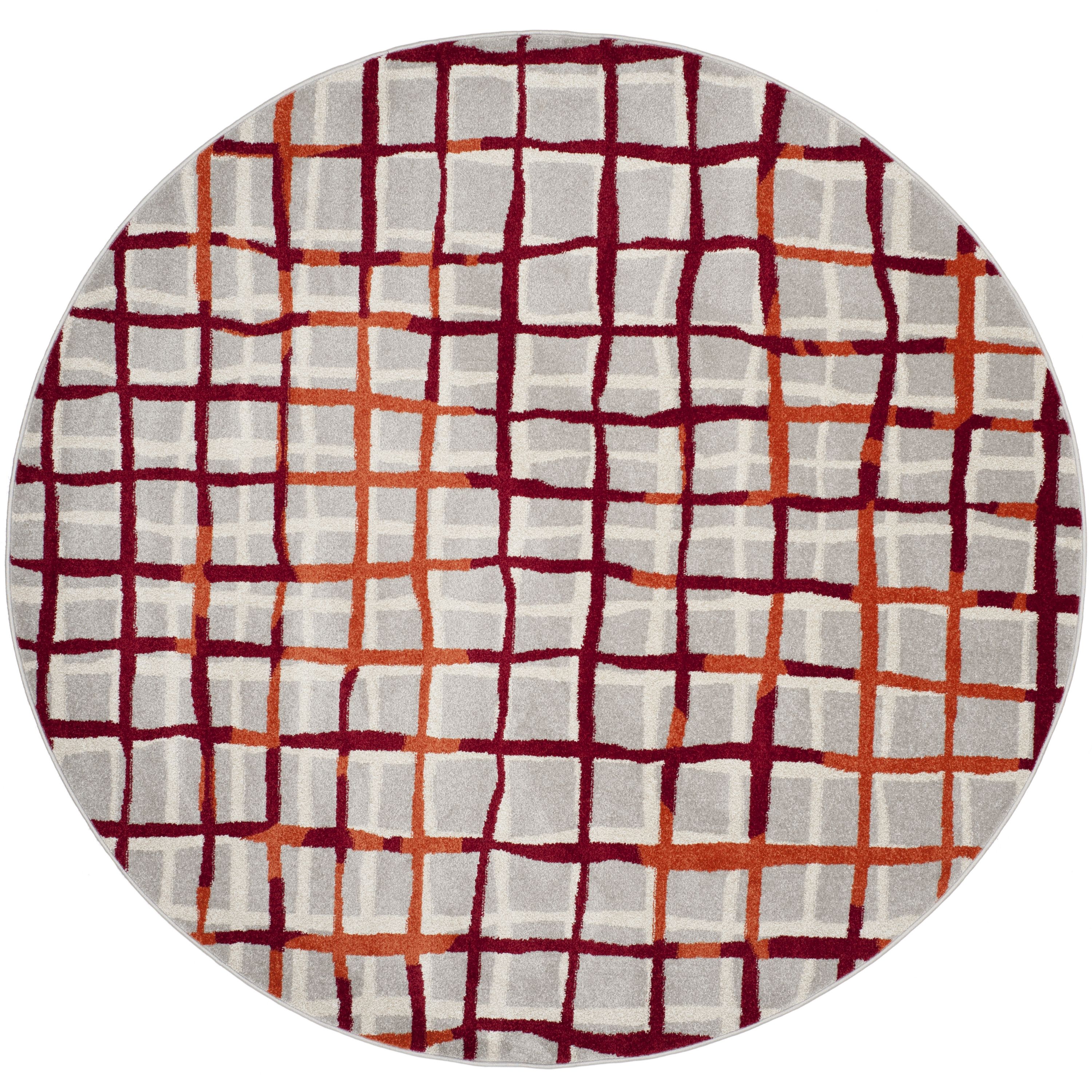 Safavieh AMT403B-7R Amherst Tilla 7 x 7 (ft) Loomed Synthetic Light Gray/Ivory Round Indoor Abstract Area rug
