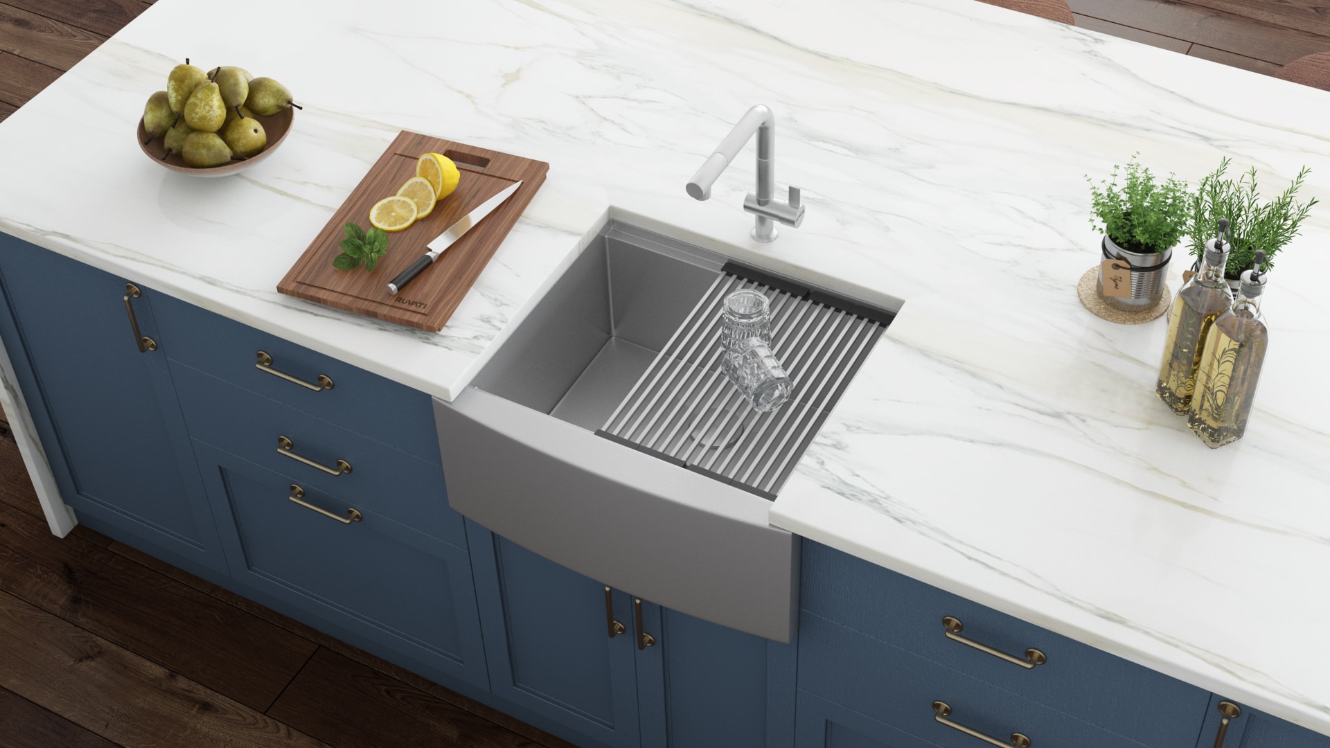Ruvati 30" Stainless Steel Apron-Front Workstation Sink