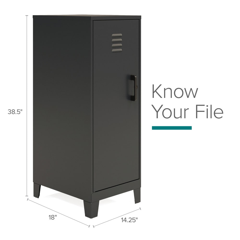 Black 42.5" High Metal Storage Locker Cabinet with 3 Shelves
