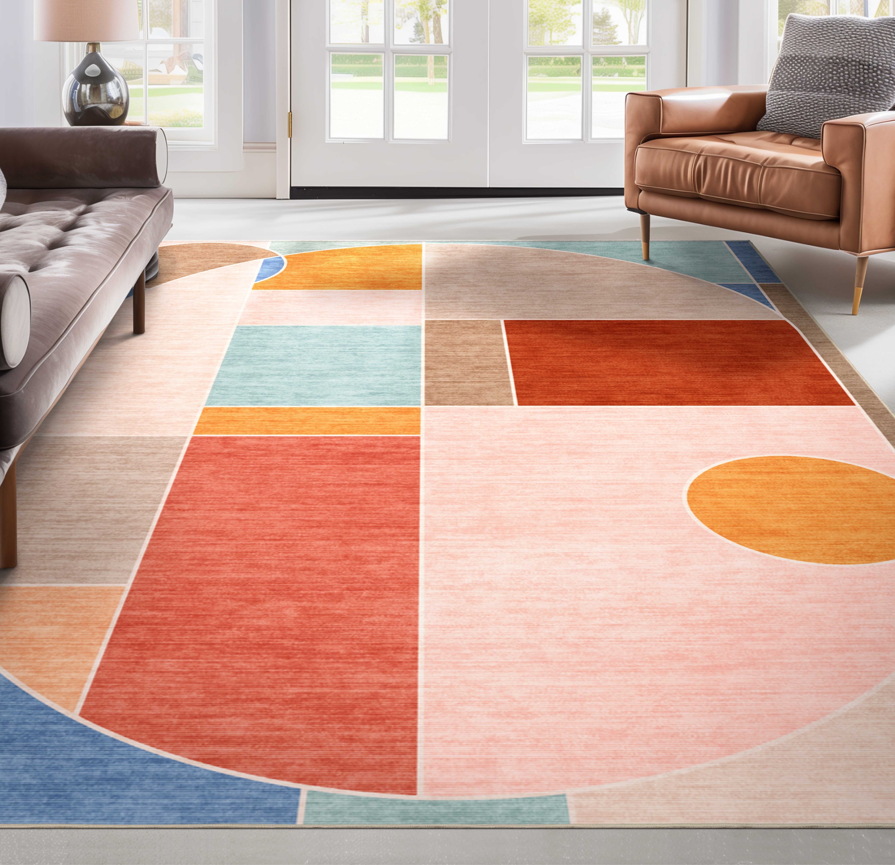 Well Woven W-APG-04A-7 Apollo 8 x 10 (ft) Polyester Multi Rectangular Indoor Geometric Mid-Century Modern Area rug