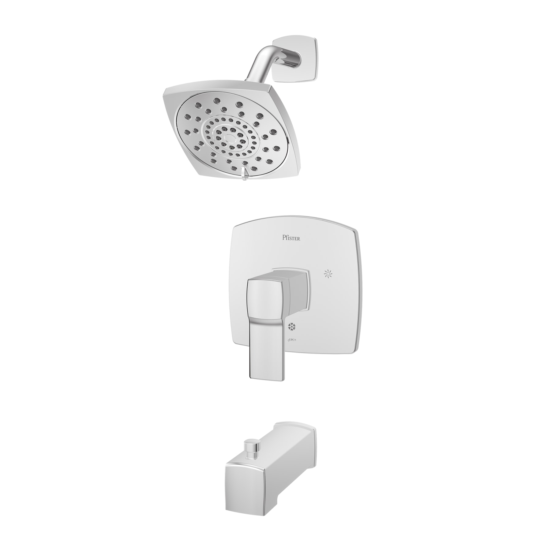 Pfister LG89-8DAC Deckard Bath Chrome 1-handle Multi-function 5.31-Inches Square Shower Faucet with Valve