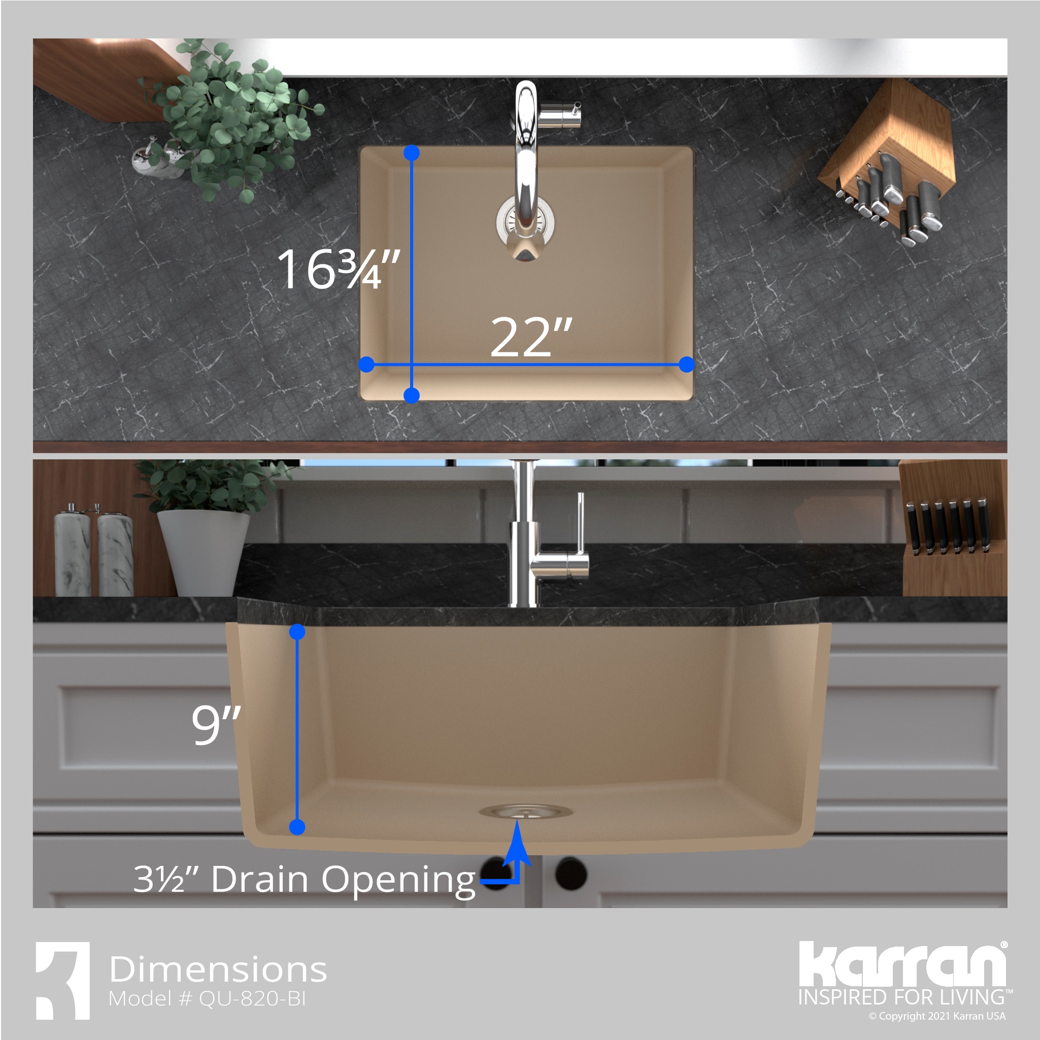Karran QU-820-BI-PK1 Kitchen-Sinks - View #8