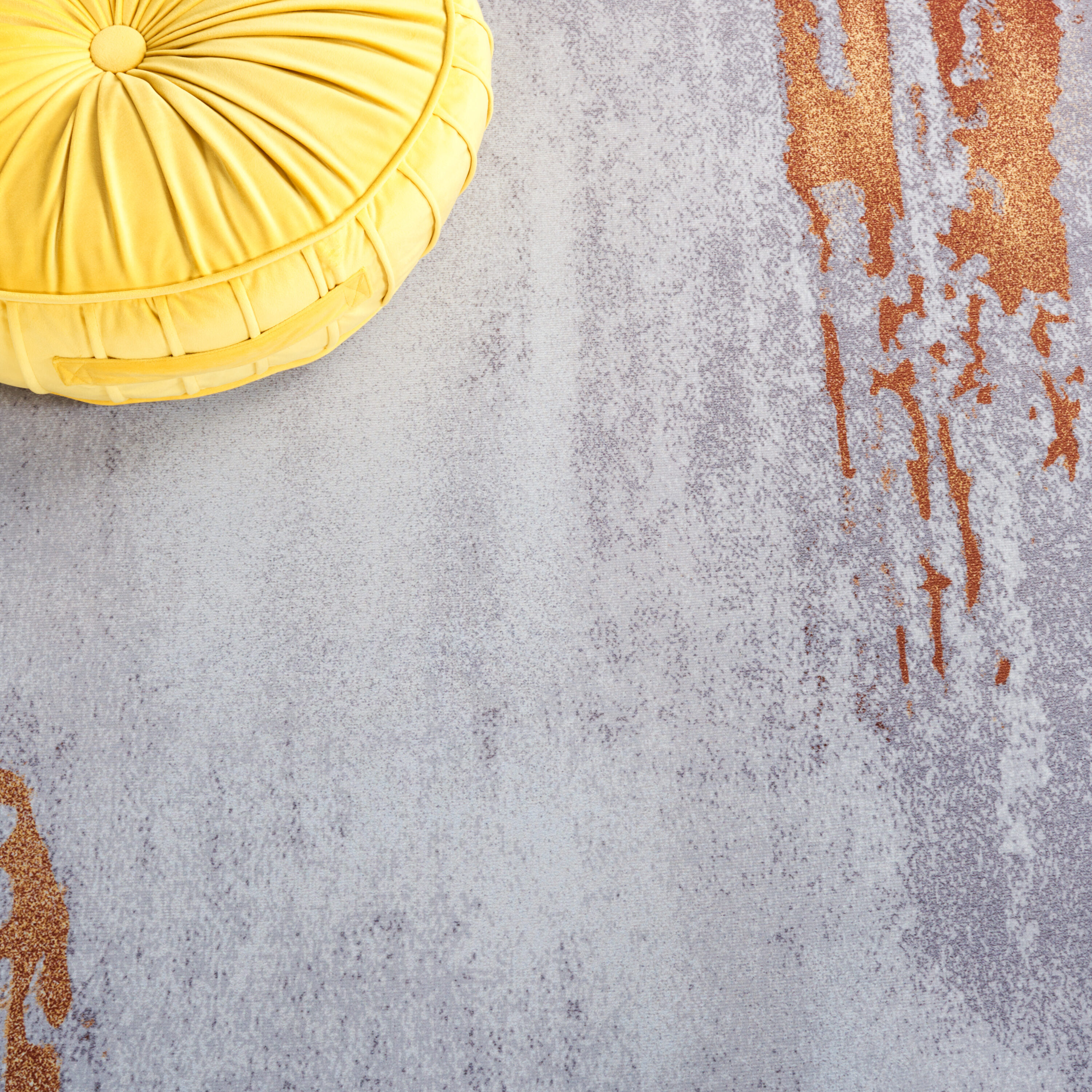Tacoma 6' x 6' Gray and Rust Abstract Washable Area Rug