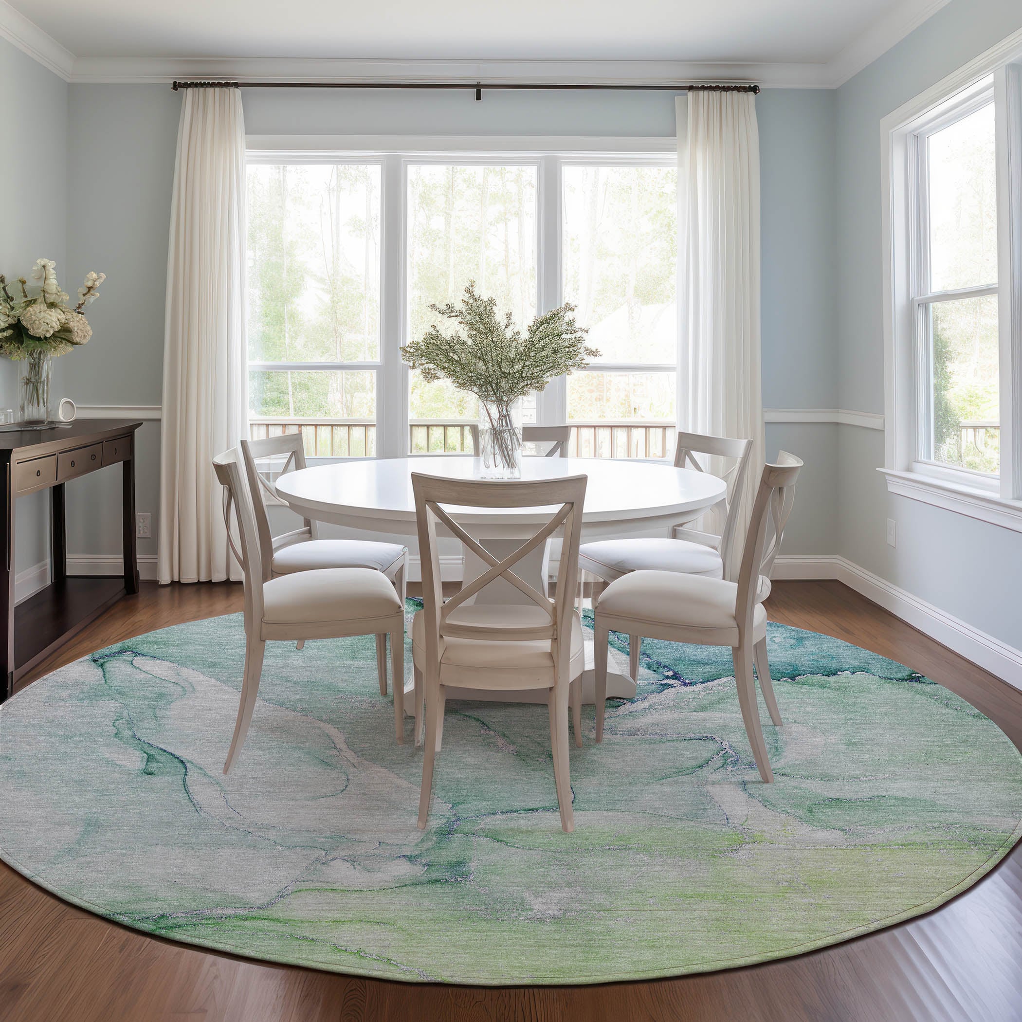 Addison Rugs ACN516GE8RO Chantille ACN516GE 8 x 8 (ft) Polyester Green Round Indoor/Outdoor Abstract Machine washable Area rug