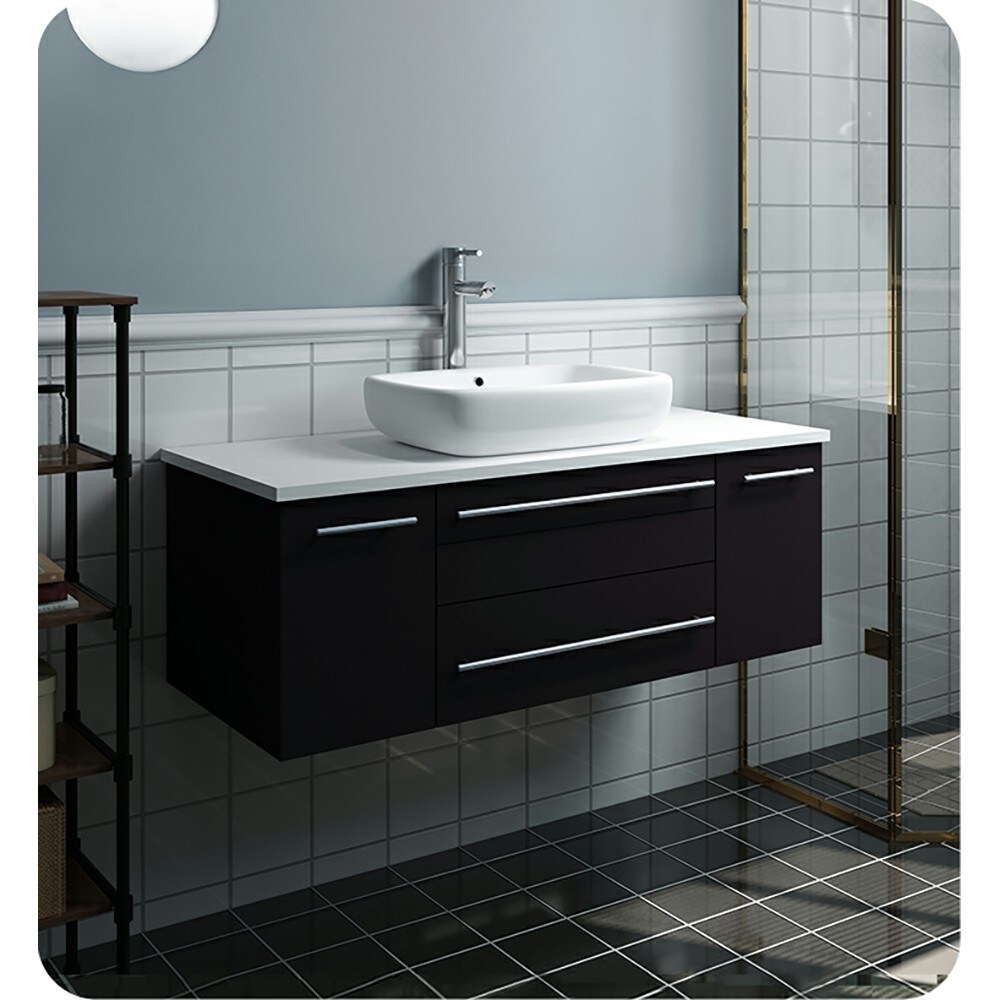 Fresca Lucera 42-in Espresso Single Sink Floating Bathroom Vanity with ...