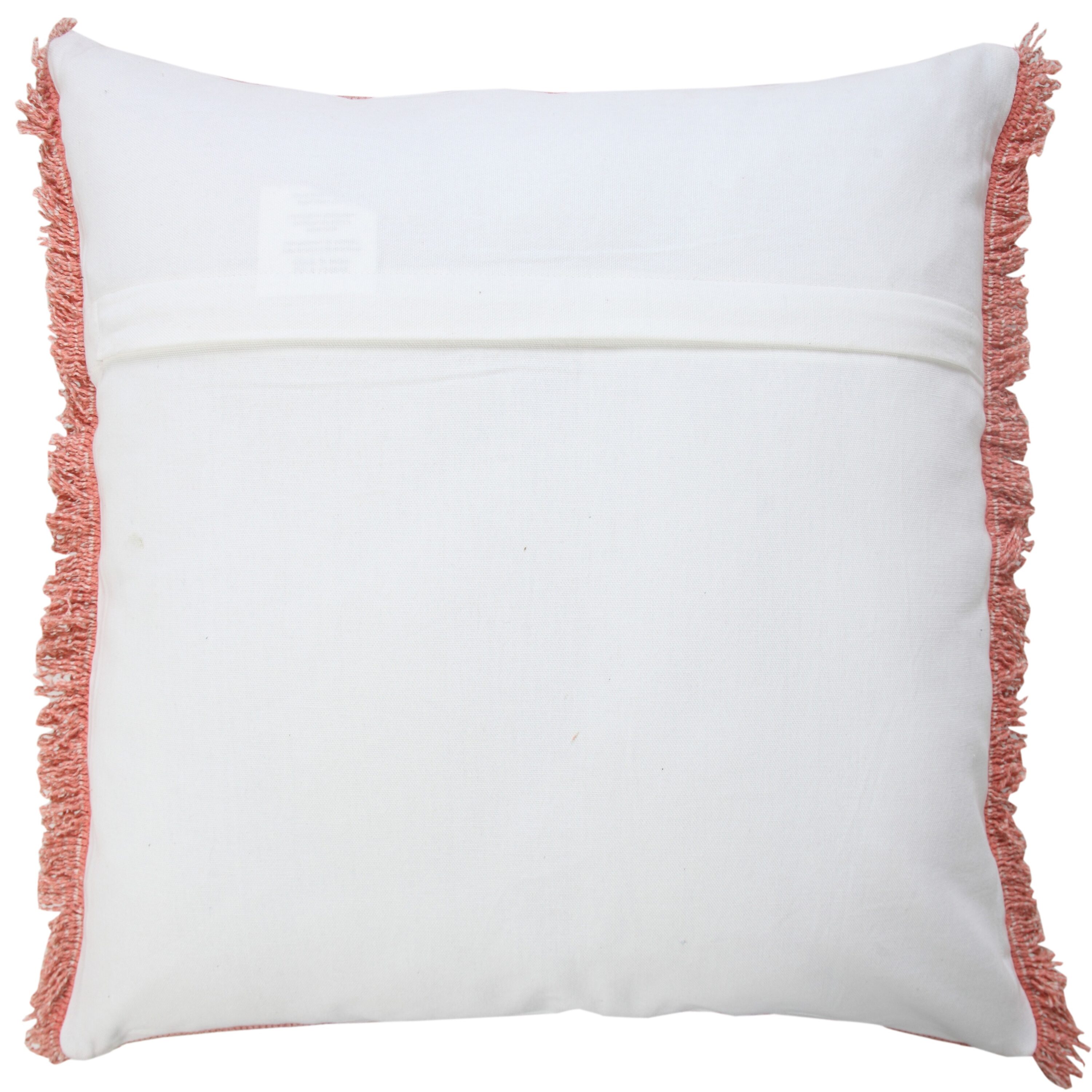 Light Pink Solid Stonewash Throw Pillow with Fringe