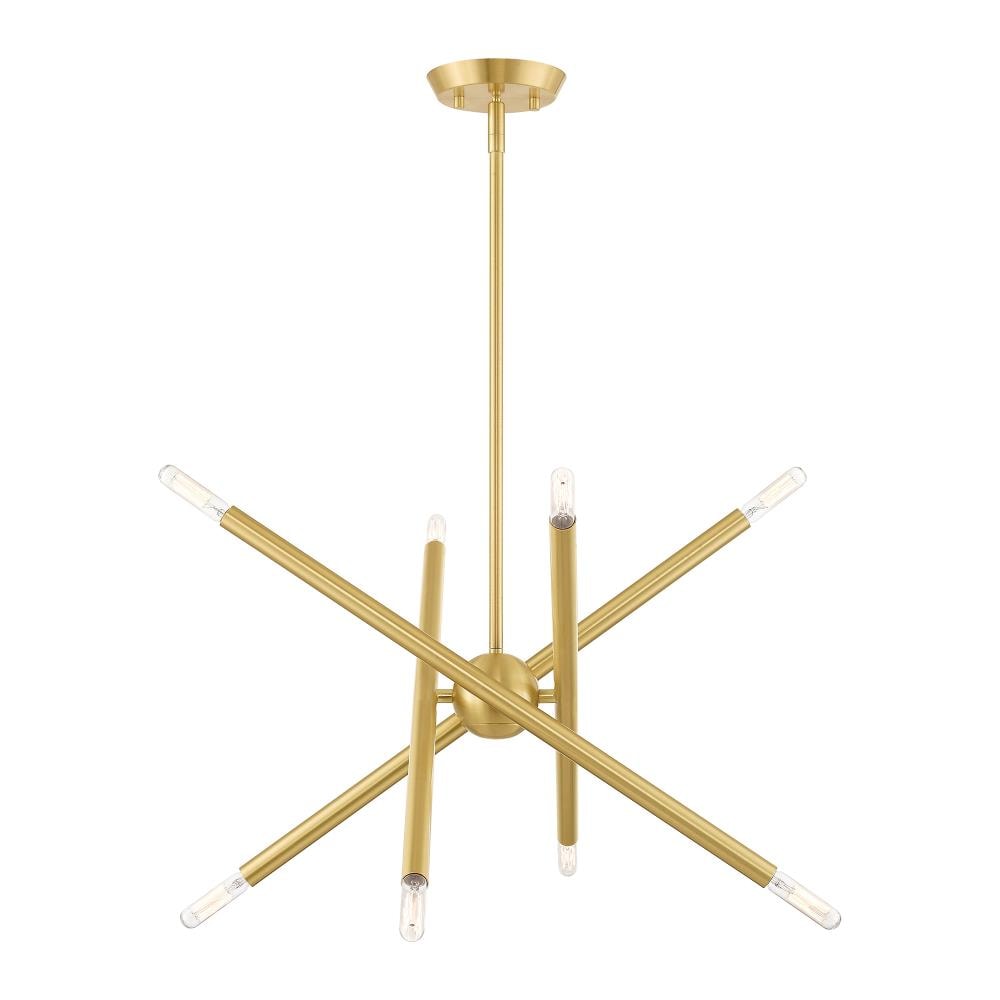 Livex Lighting 46774-12 Soho 8 -Light Satin Brass Mid-century For Use in Bathrooms, Bedrooms, Dining Rooms, Foyers, Kitchens, Living Rooms Chandelier