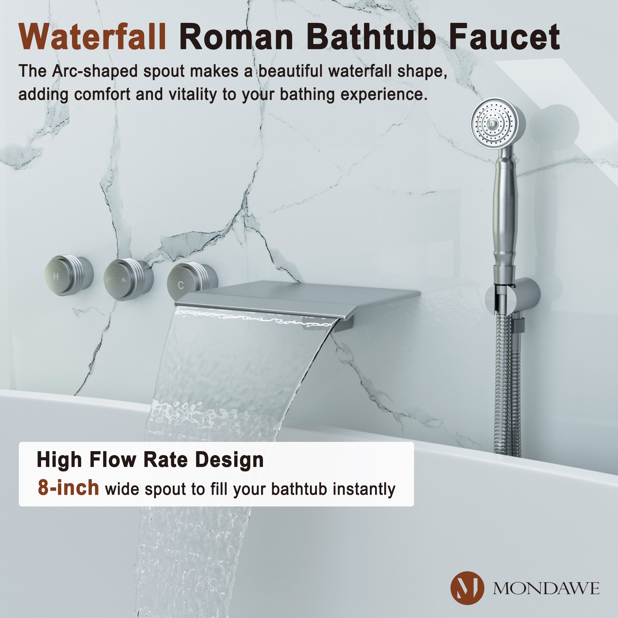 Mondawe WF-5701-BN Roman-Tub-Faucets - View #7