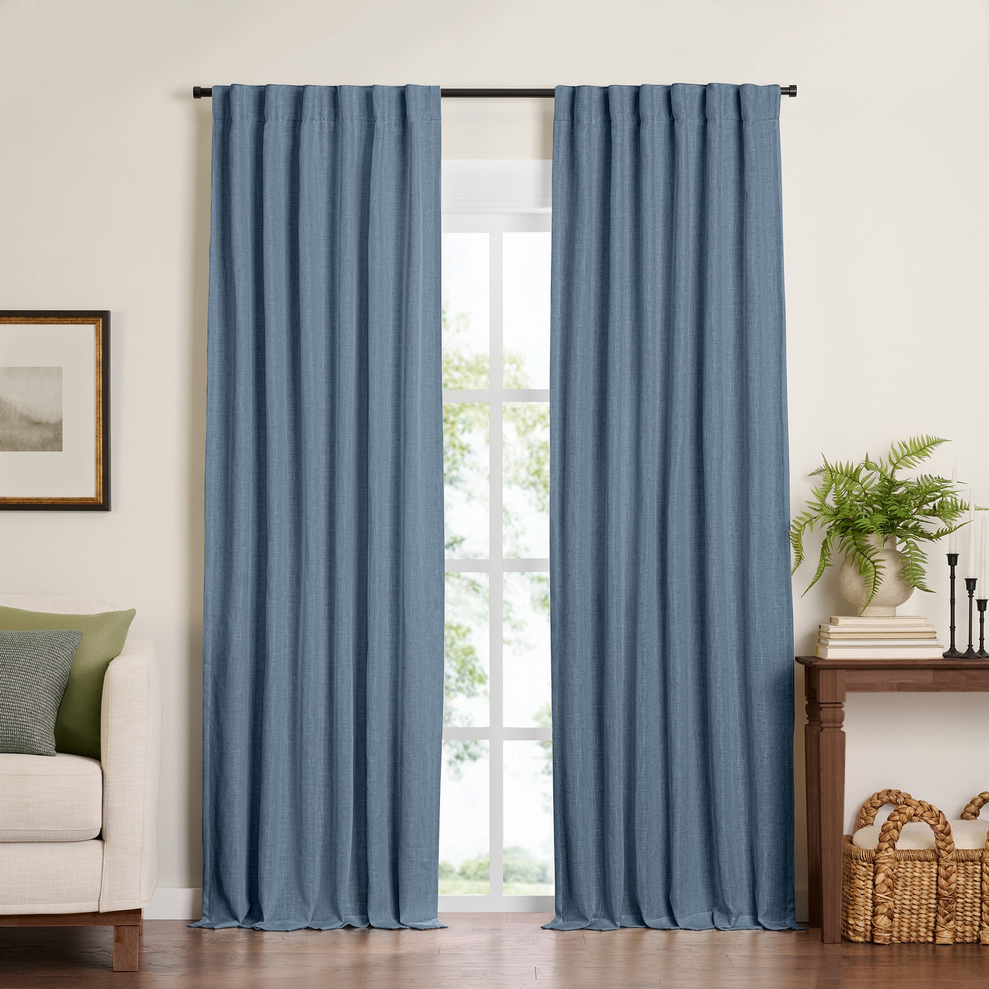 Elrene Home Fashions 194590260668 108-Inches Blue Blackout Standard lined Back tab/Pinch pleat/Rod pocket Single curtain panel