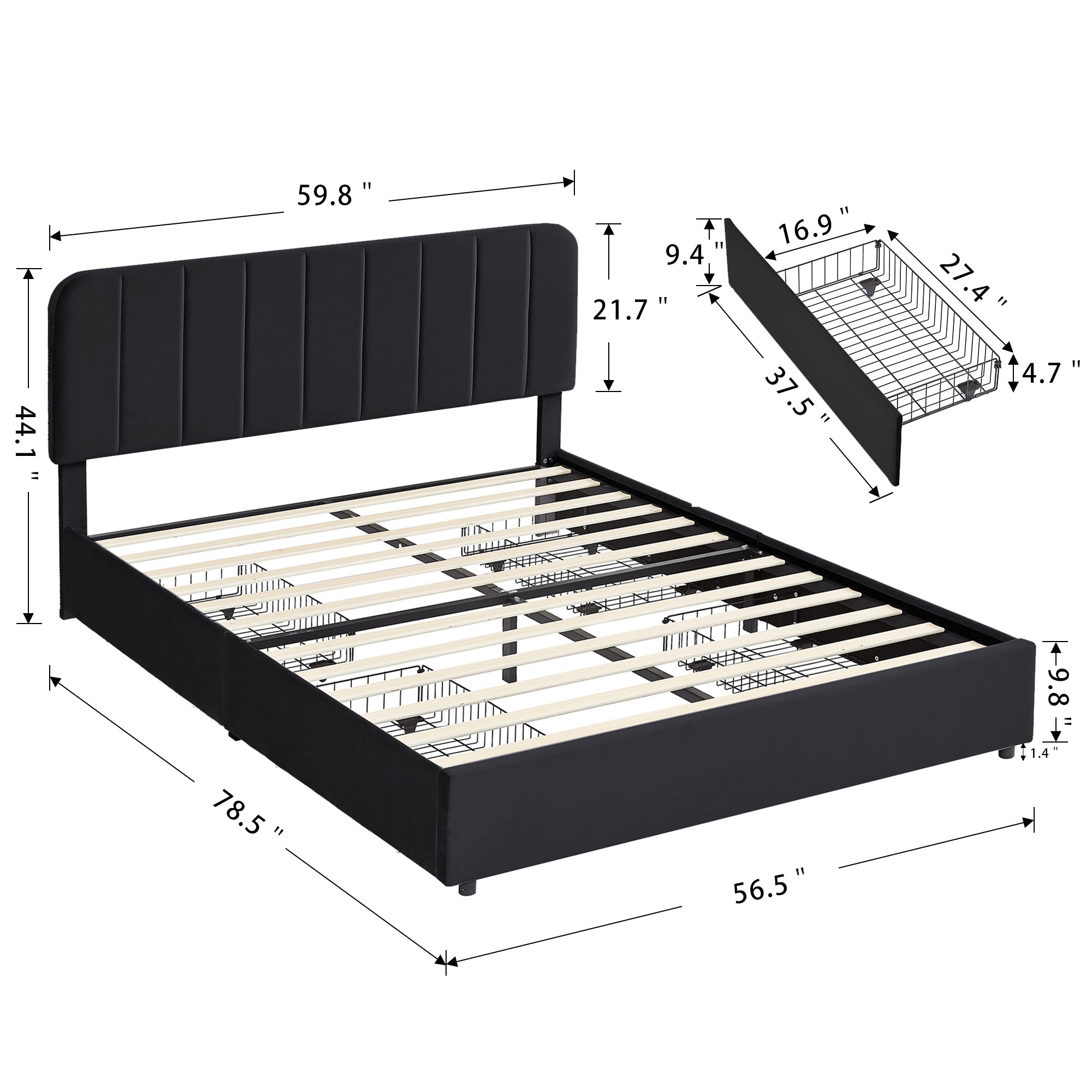 Vecelo LOE-CY-FB01-UP-BLK beds - View #3