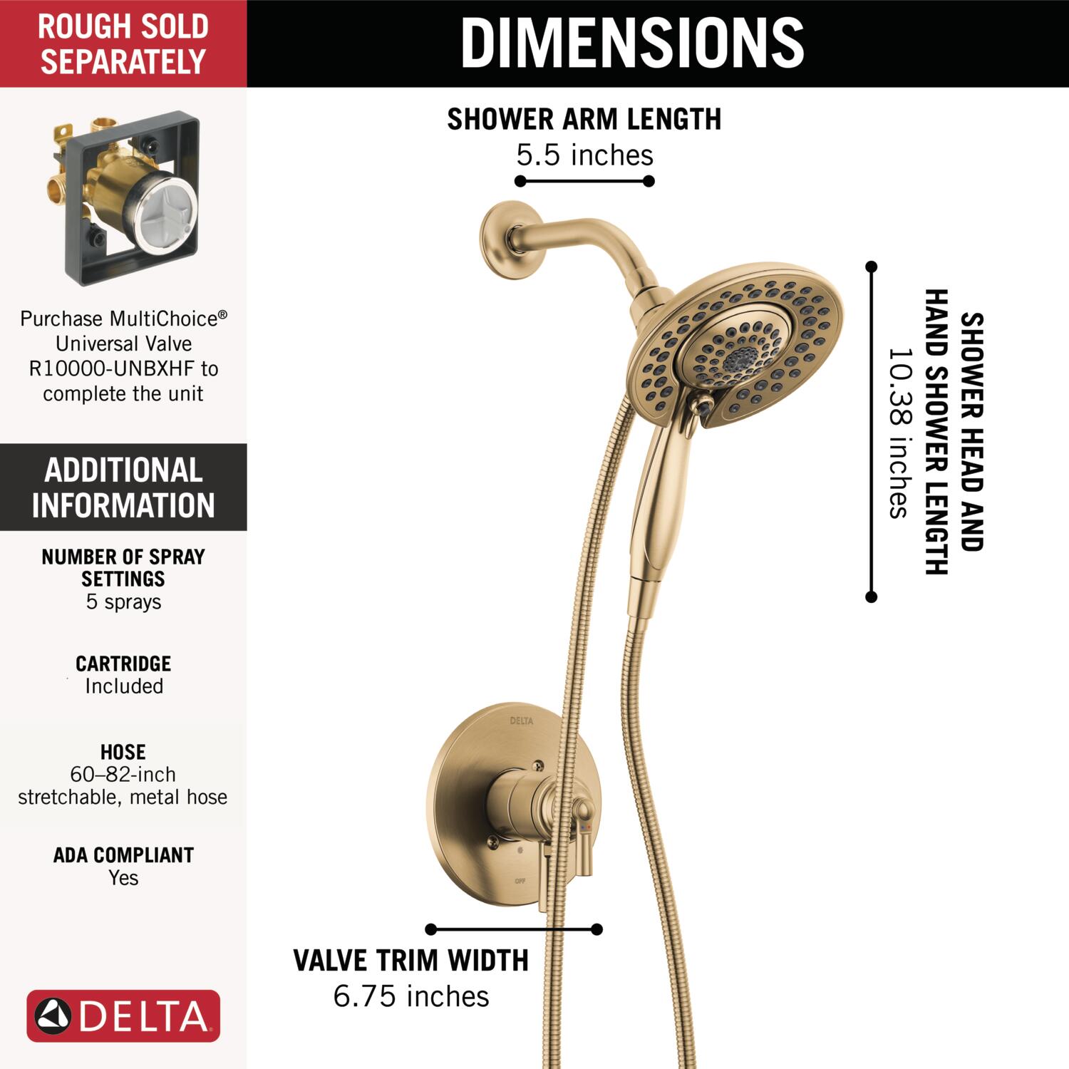 Delta T17235-CZ-I Tub-Shower-Faucets - View #4