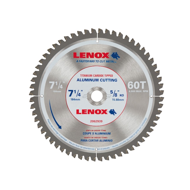 Lenox 7-1/4" Aluminum Metal Cutting Carbide 60 Tooth Circular Saw Blade 2062939