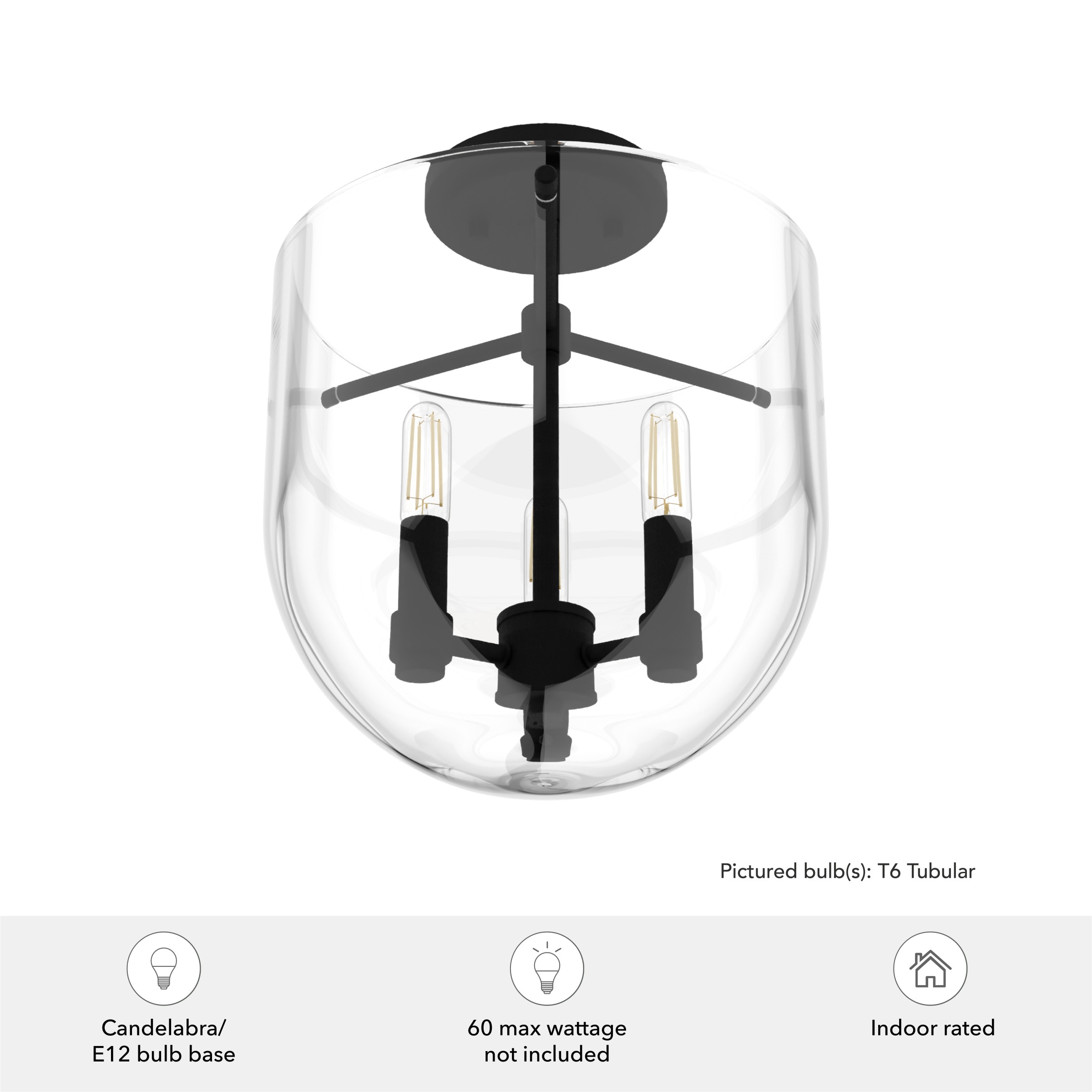 Sacha Modern Natural Black Iron Bowl LED Flush Mount Light
