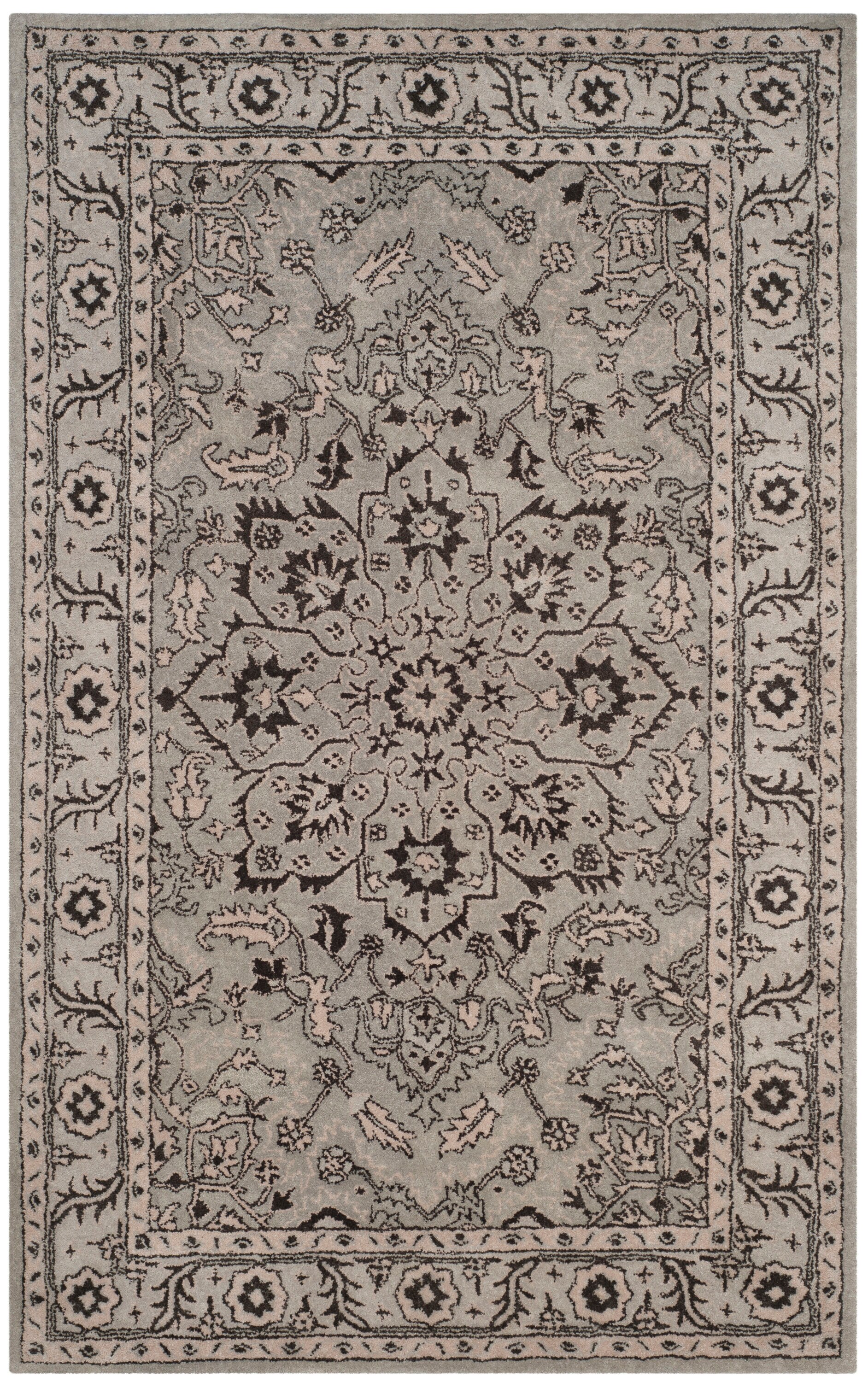 Elegant Hand-Tufted Woolen Heirloom 6' x 9' Rug in Gray