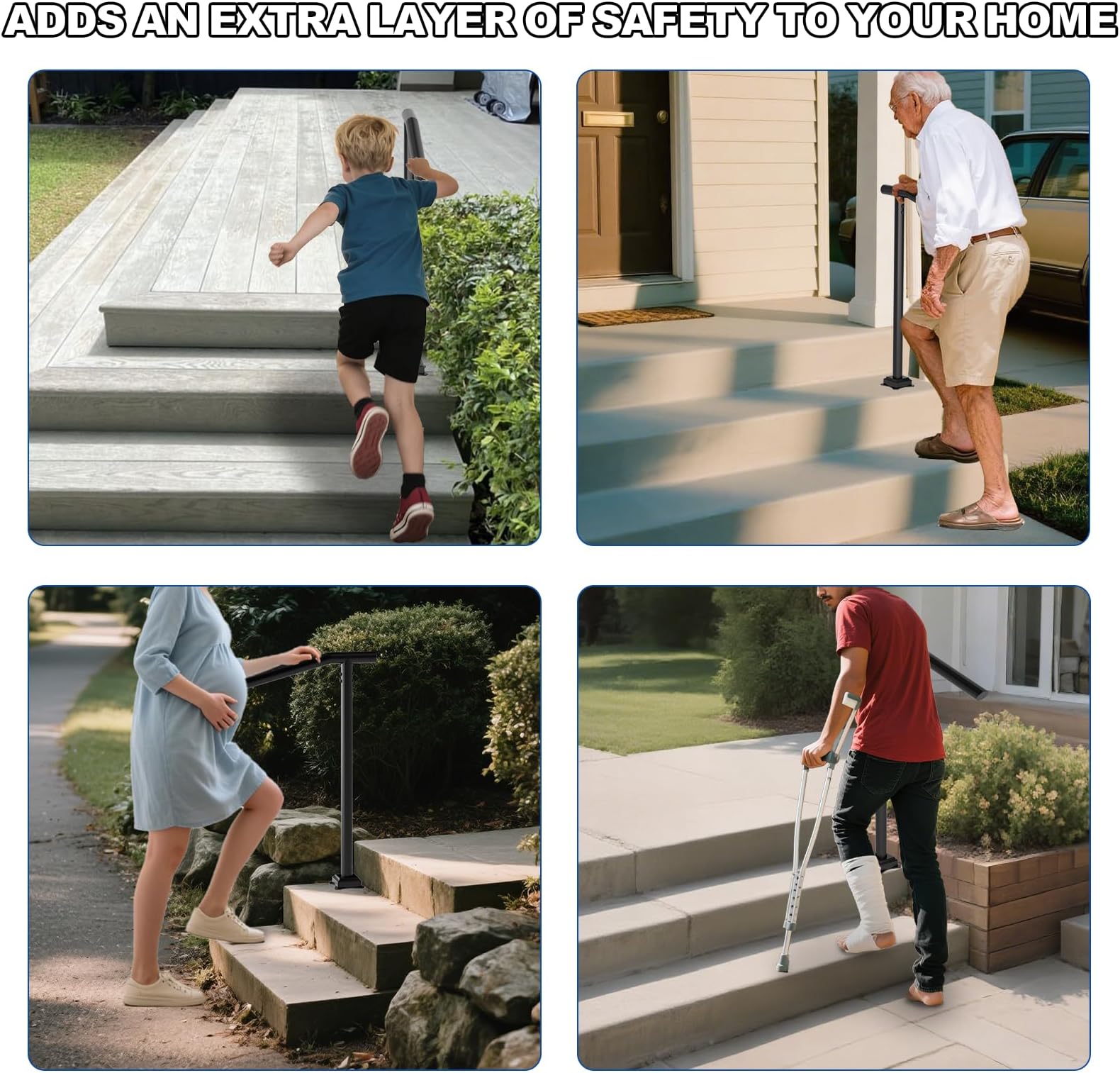 Etokfoks heavy duty outdoor handrail single post 1 to 3 step stair ...