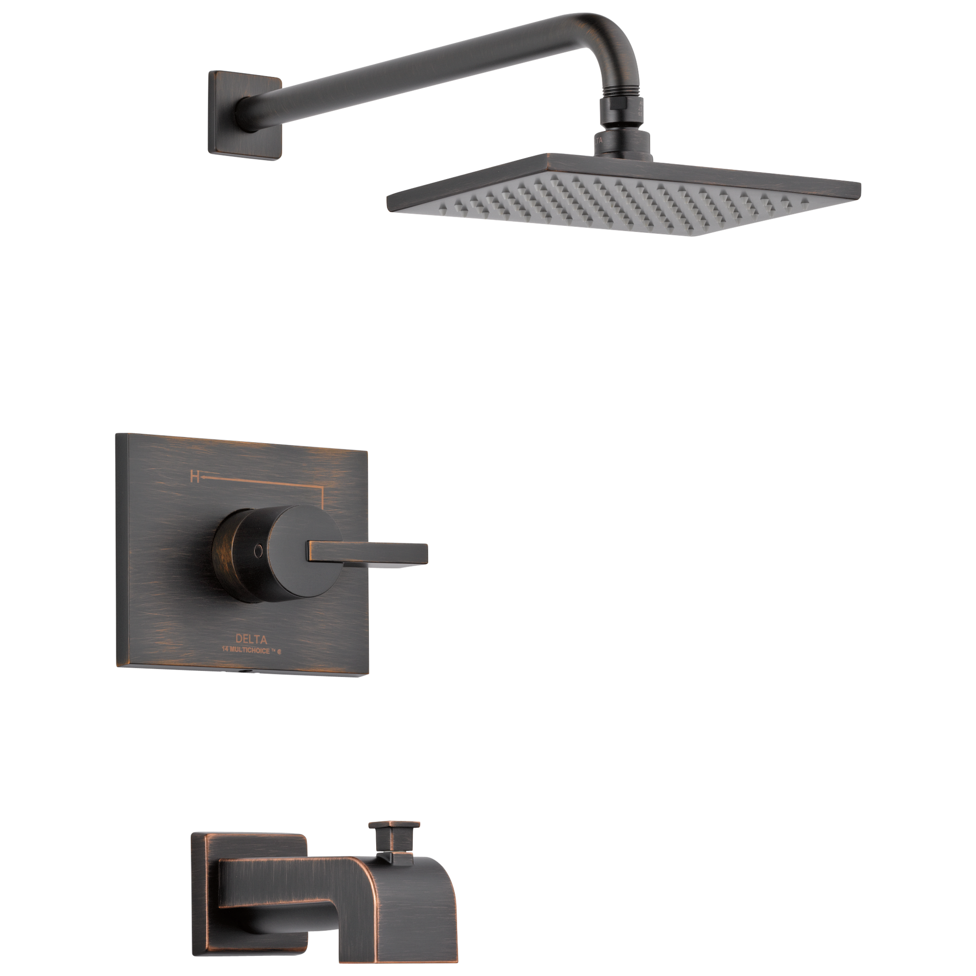 Delta T14453-RB Vero Venetian Bronze 1-handle Single function 8.656-Inches Square Bathtub and shower Faucet