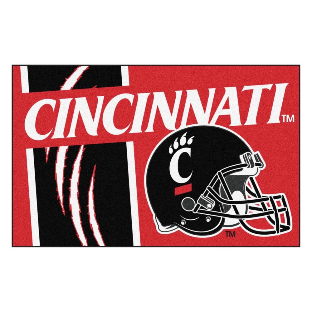 Cincinnati Bearcats 1-1/2-ft x 2-1/2-ft Black Rectangular Indoor Decorative Sports Door Mat in Red | - FANMATS 18737