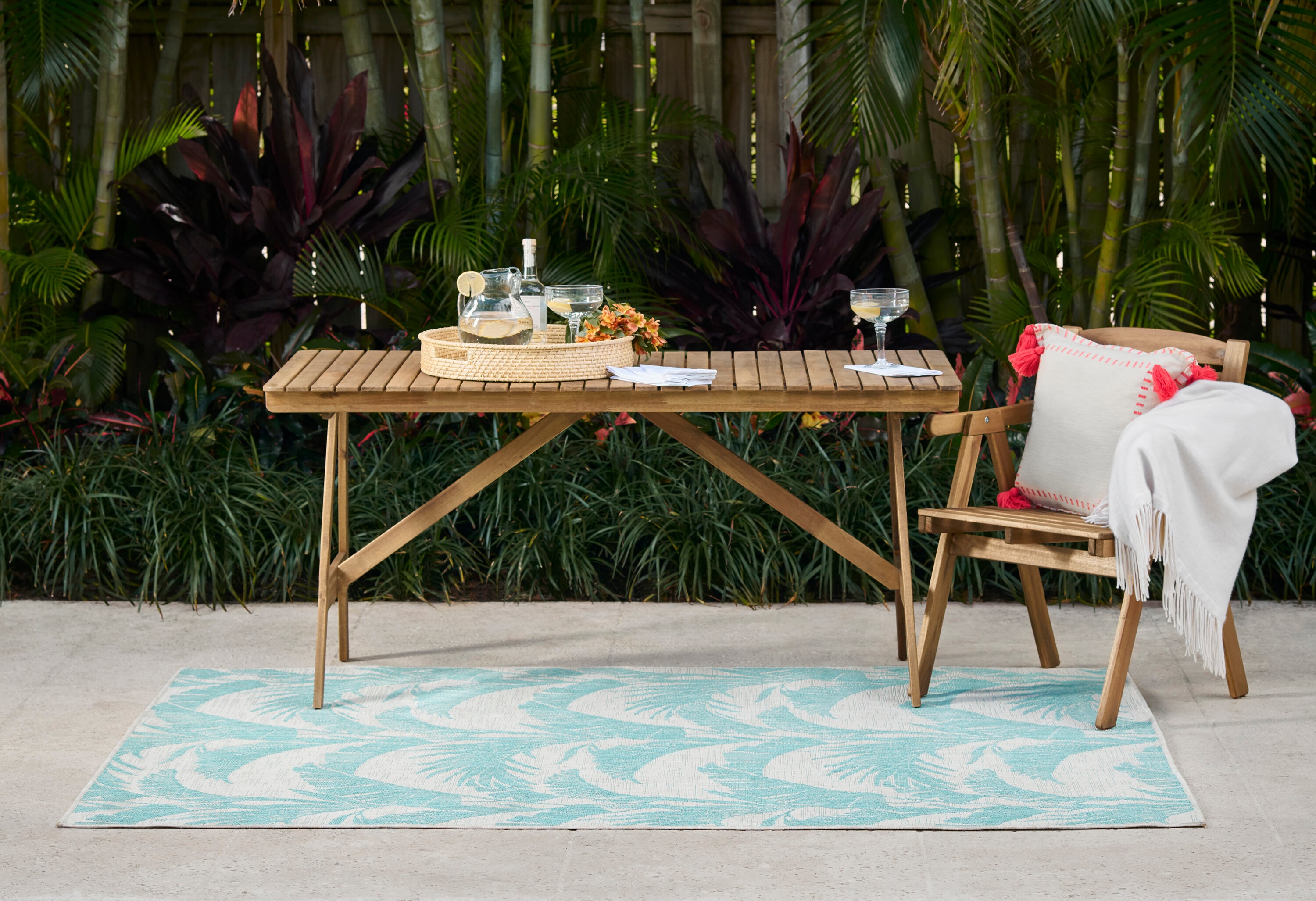 Momeni RIVRARV-01AQA5370 5 x 8 (ft) Loomed Polypropylene Aqua Rectangular Indoor/Outdoor Machine washable Area rug