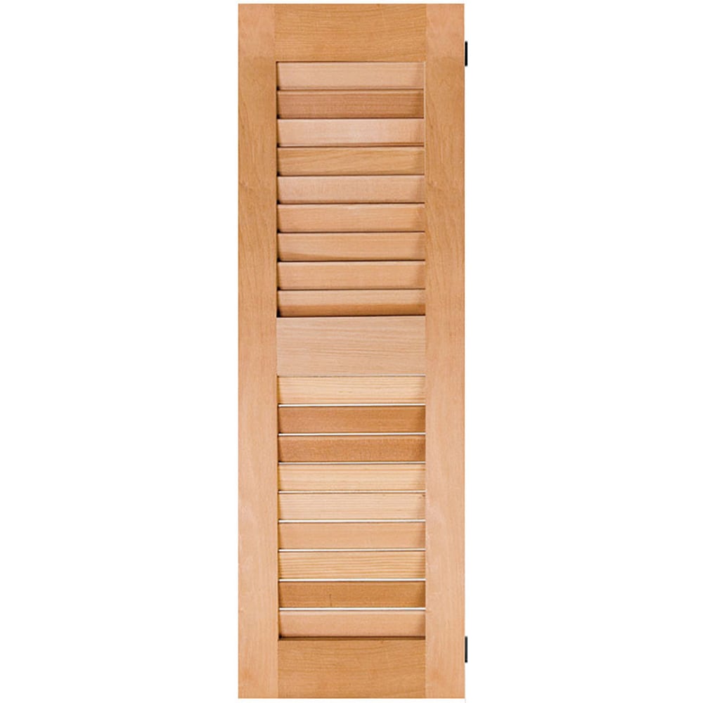 Ekena Millwork RWL12X055UNM 12-in W x 55-in H Unfinished Paintable/Stainable Louvered Wood Exterior Shutters ( 2 -Pack )