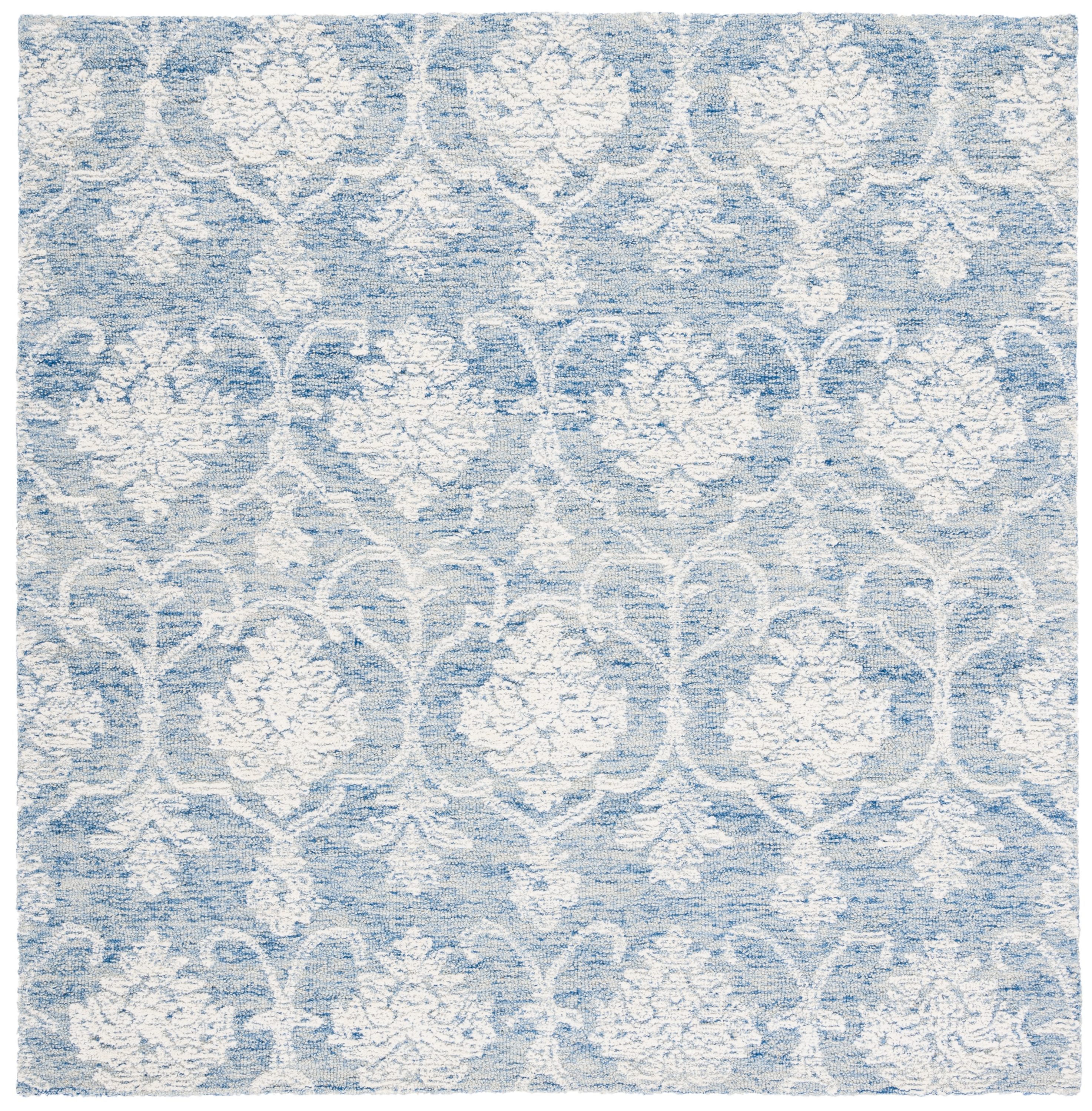 Safavieh MET996M-6SQ Metro Mizka 6 x 6 (ft) Tufted Wool Blue/Ivory Square Indoor Floral/Botanical Farmhouse/Cottage Area rug