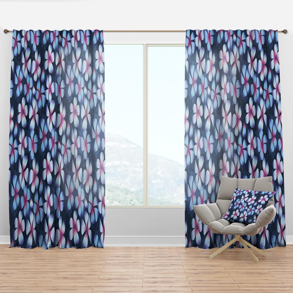 Designart CTN24630-52-84 84-Inches Blue Abstract Room darkening Thermal lined Rod pocket Single curtain panel