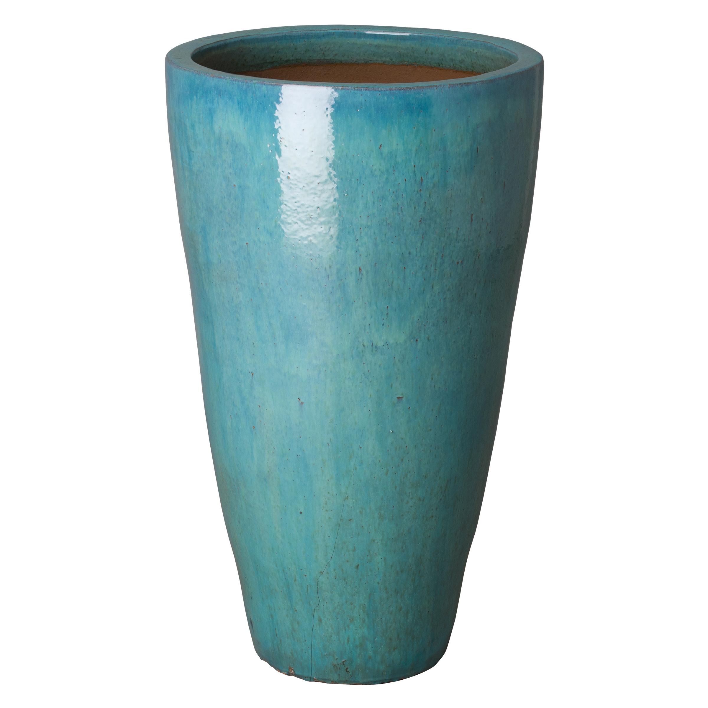 Emissary 12046TL-3 Round 24.0-Inches W Large Blue Ceramic Indoor/Outdoor Planter with Drainage Holes with Self Watering