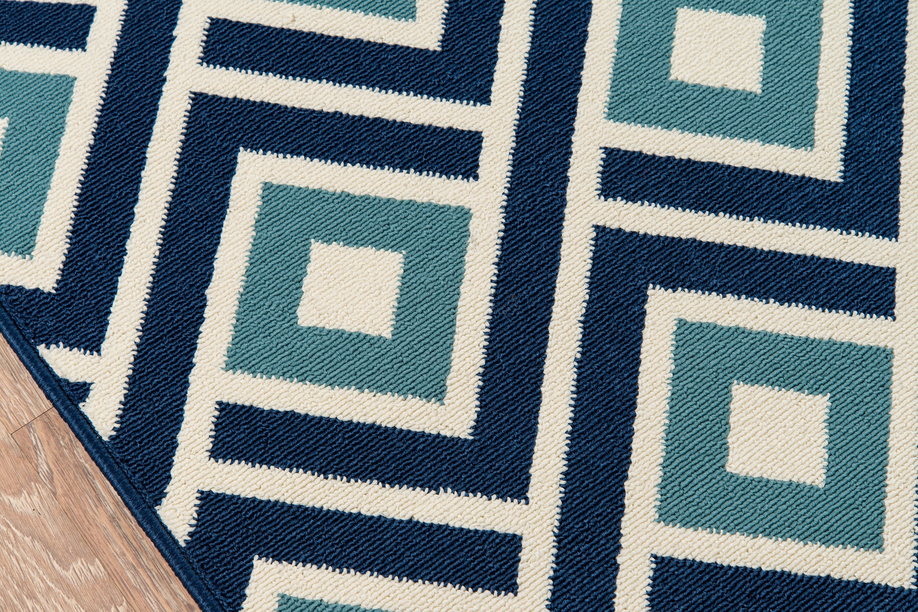 Coastal Charm Blue Synthetic 20"x43" Easy-Care Outdoor Rug