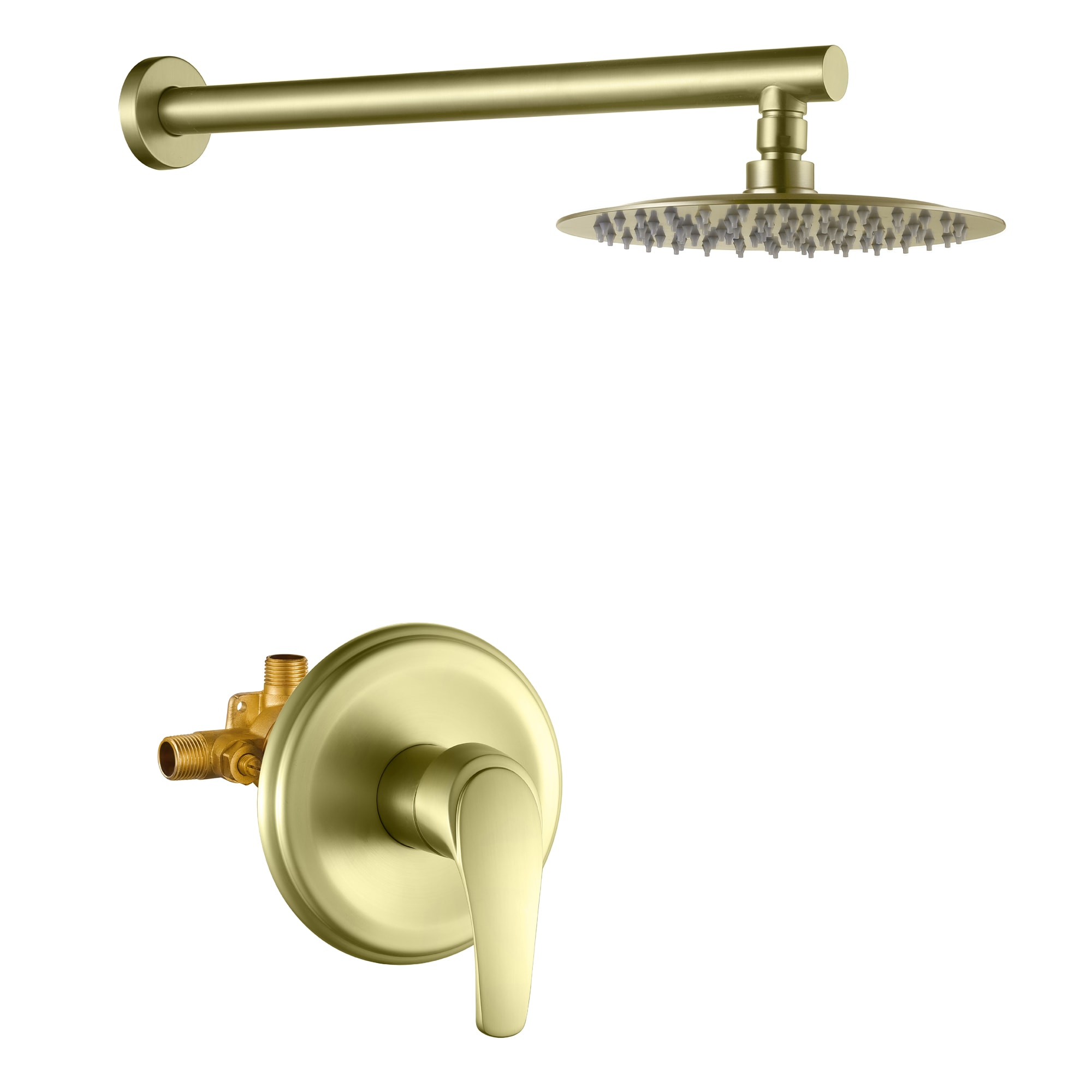 Nestfair SMD0132G Brushed Gold 1-handle Single function 8-in Round Shower Faucet with Valve
