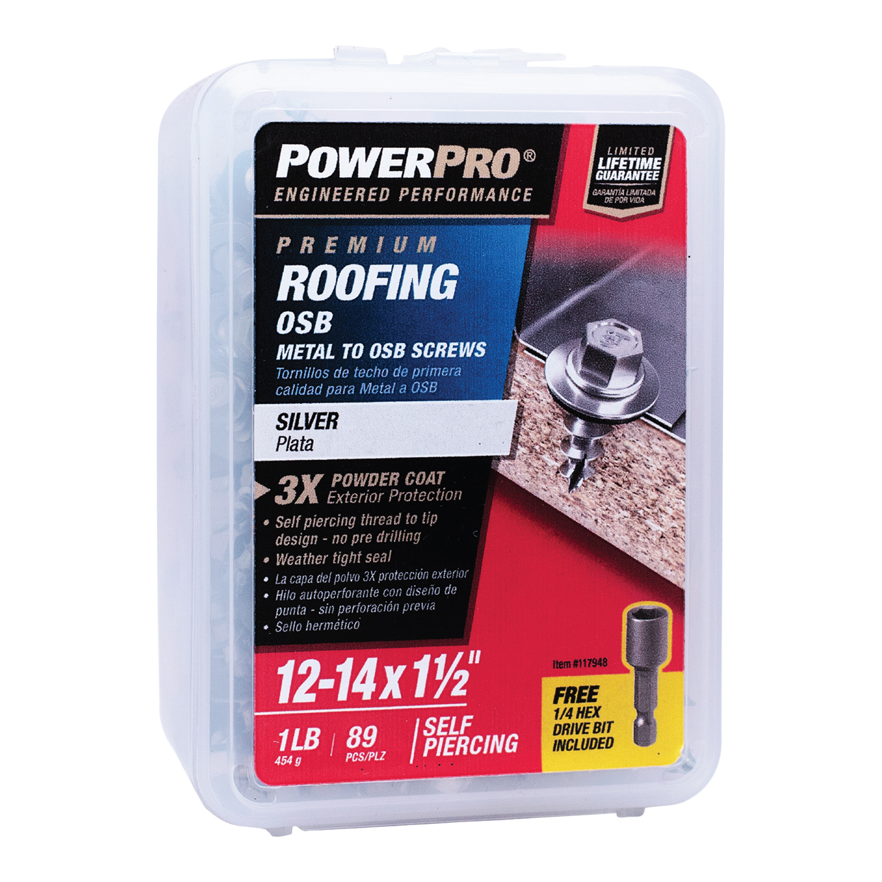 Power Pro 117948 #12 x 1-1/2-in Gray Powder coating Self-drilling Roofing Screws 89 -Count
