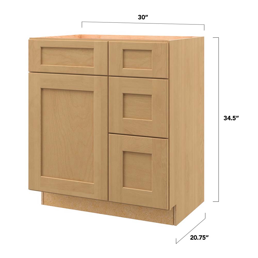 30 in. Sink and Drawer Base Vanity Bathroom Cabinet in Unfinished Poplar |  Shaker Style