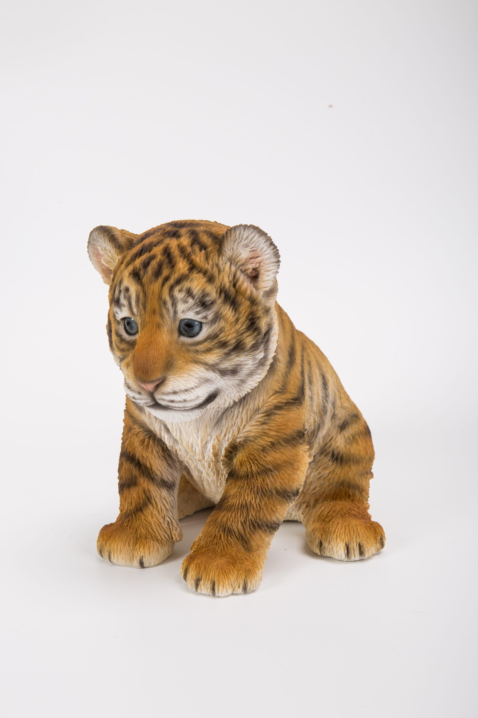 Adorable Realistic Sitting Tiger Cub Garden Statue