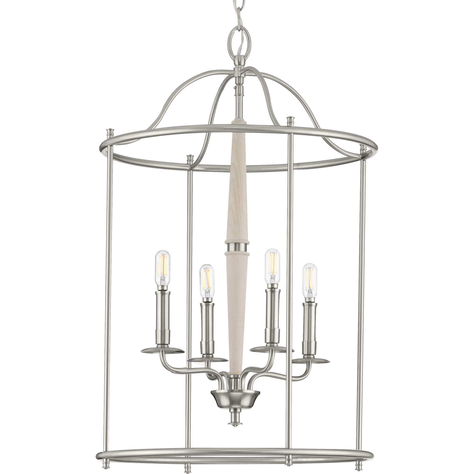 Progress Lighting Durrell 4-Light Brushed Nickel Coastal Chandelier