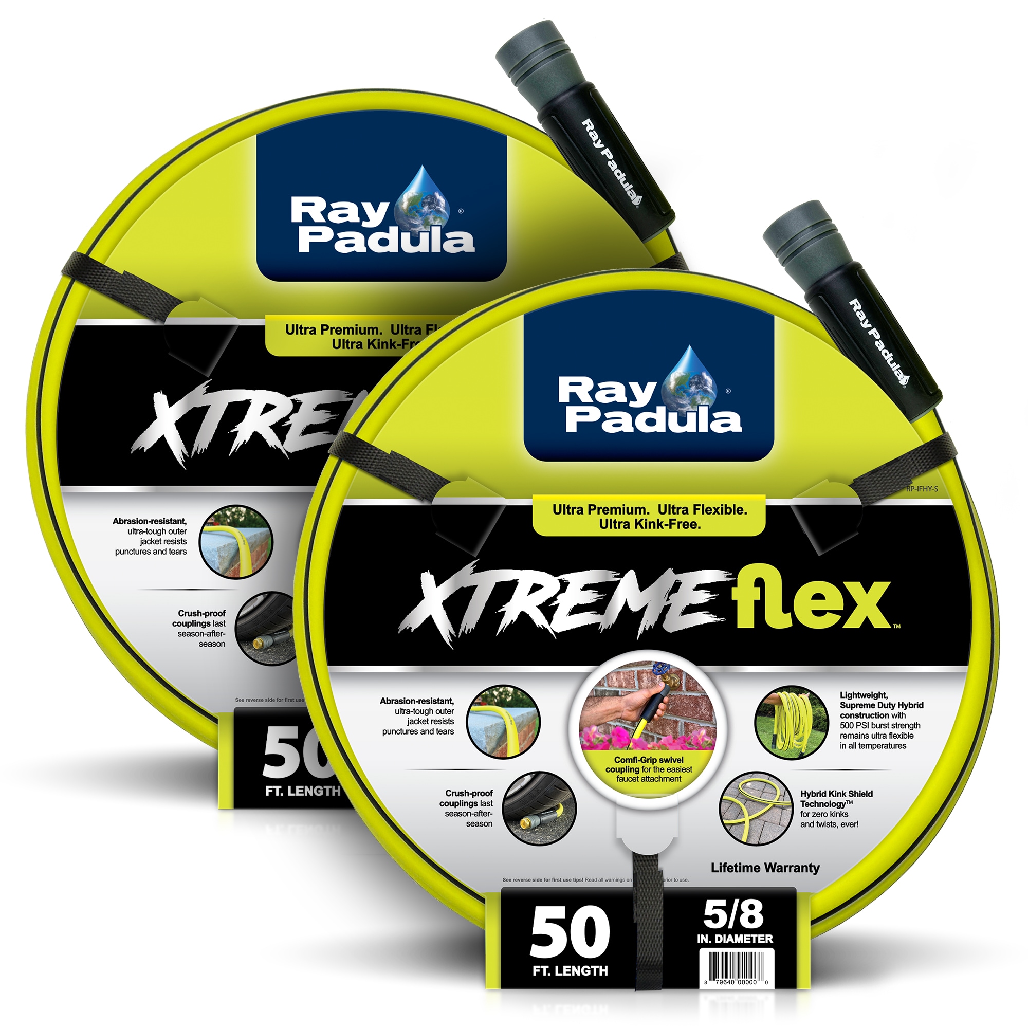 Ray Padula EC-IFHY-SCP XtremeFlex 5/8-in x 50-ft Premium -Duty Kink Free Hybrid polymer Green Hose