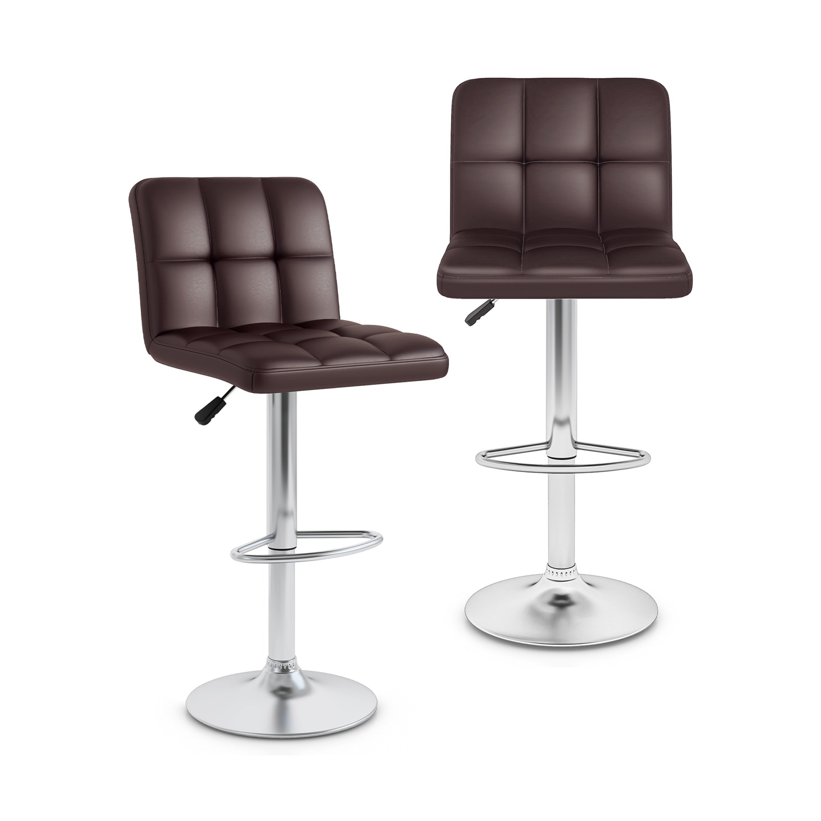 Slickblue D-CO-NB52121VJ Set of 2 Modern 25H Swivel Square Upholstered Seat Bar Stools – Heavy-Duty Metal Base with Backrest and Armless – Kitchen Counter Seating